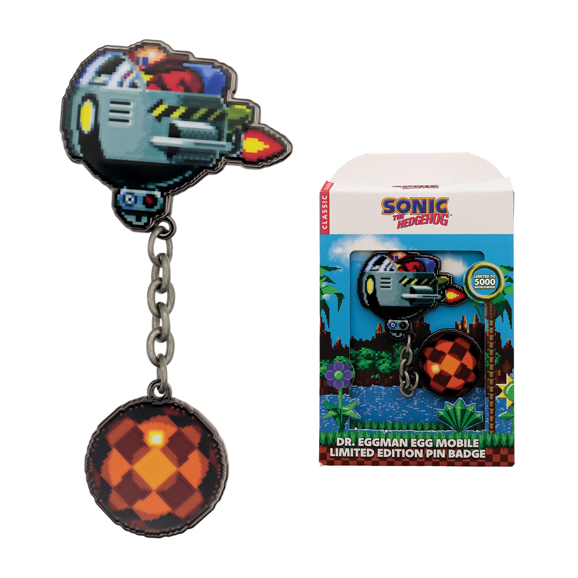 Sonic The Hedgehog Limited Edition Dr. Eggman Egg Mobile Chained Pin Badge