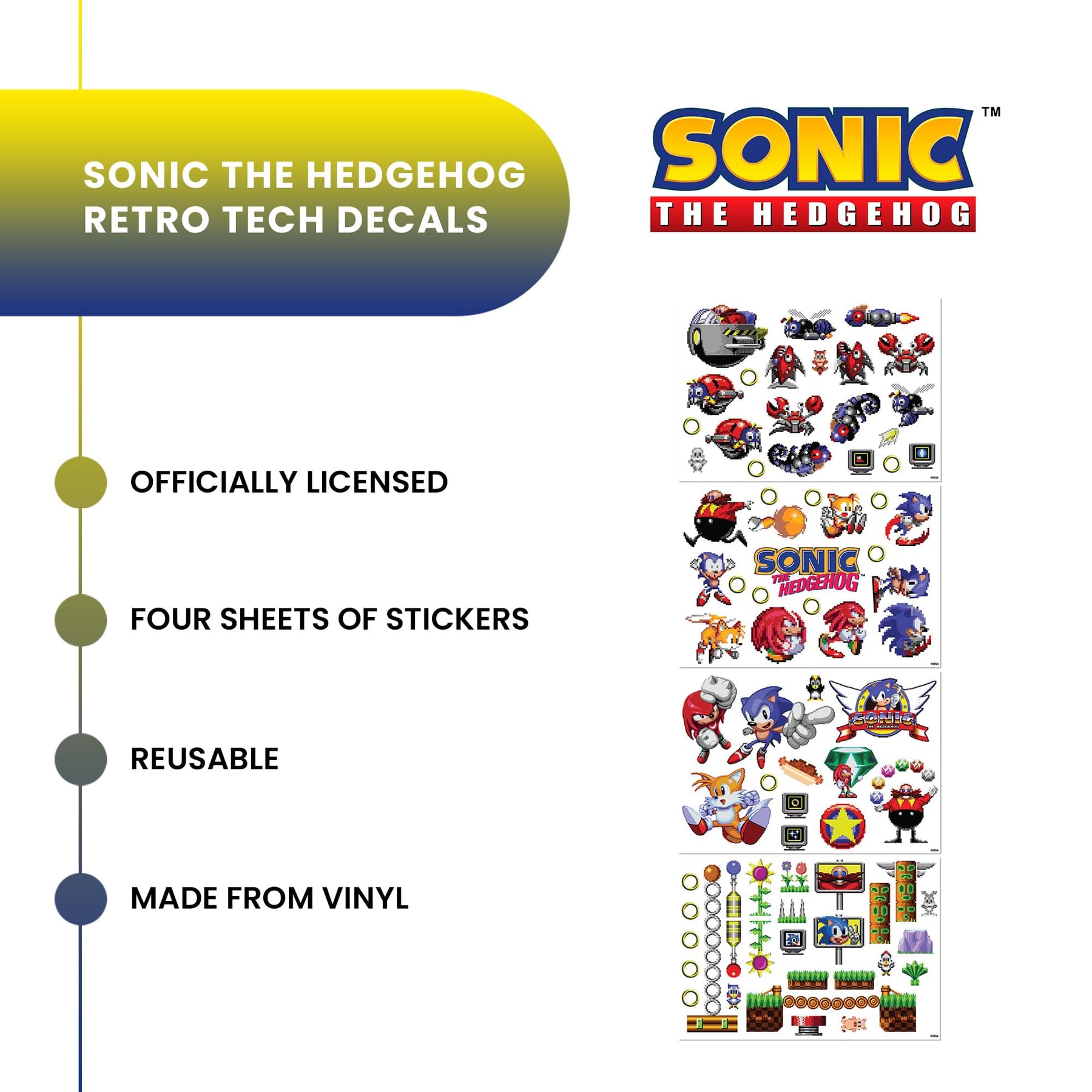 Sonic The Hedgehog Retro Tech Decals | 70+ Stickers