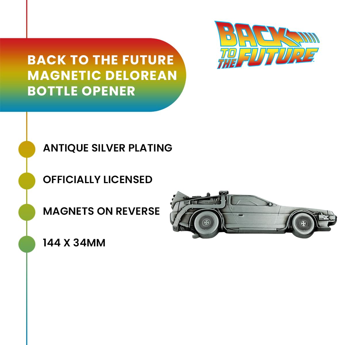 Back To The Future DeLorean Magnetic Metal Bottle Opener