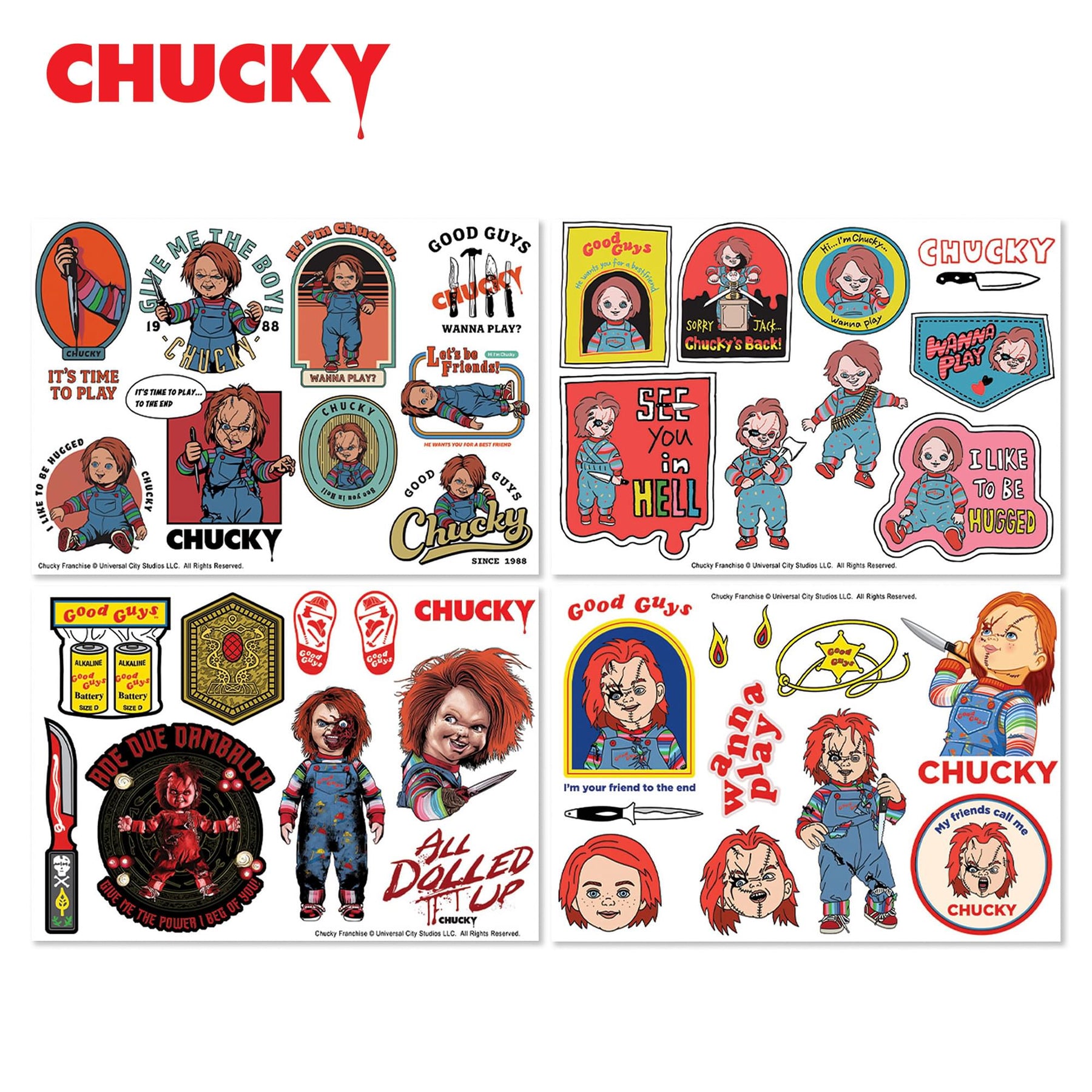 Child's Play Chucky Reusable Tech Decals | 4 Sheets