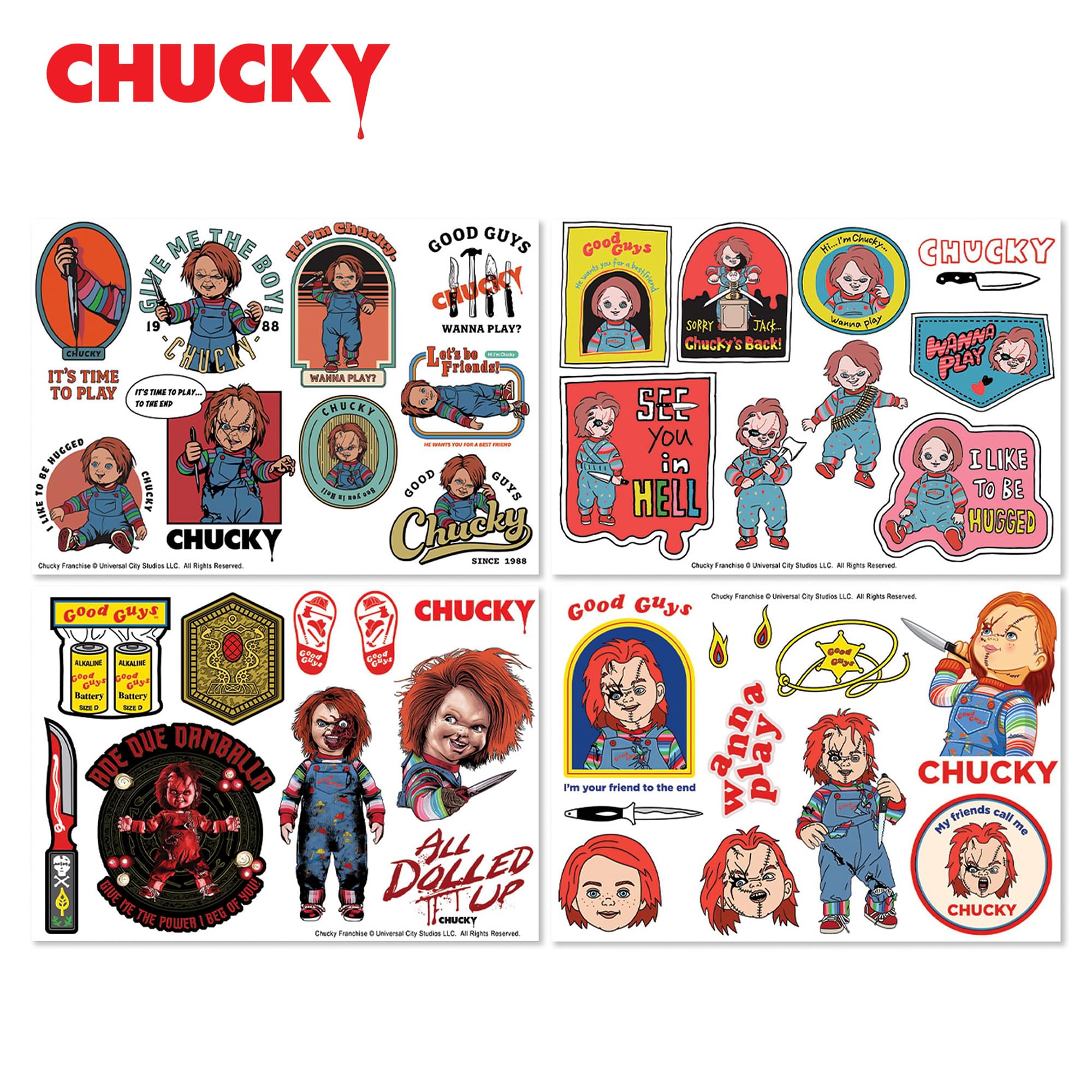 Child's Play Chucky Reusable Tech Decals | 4 Sheets