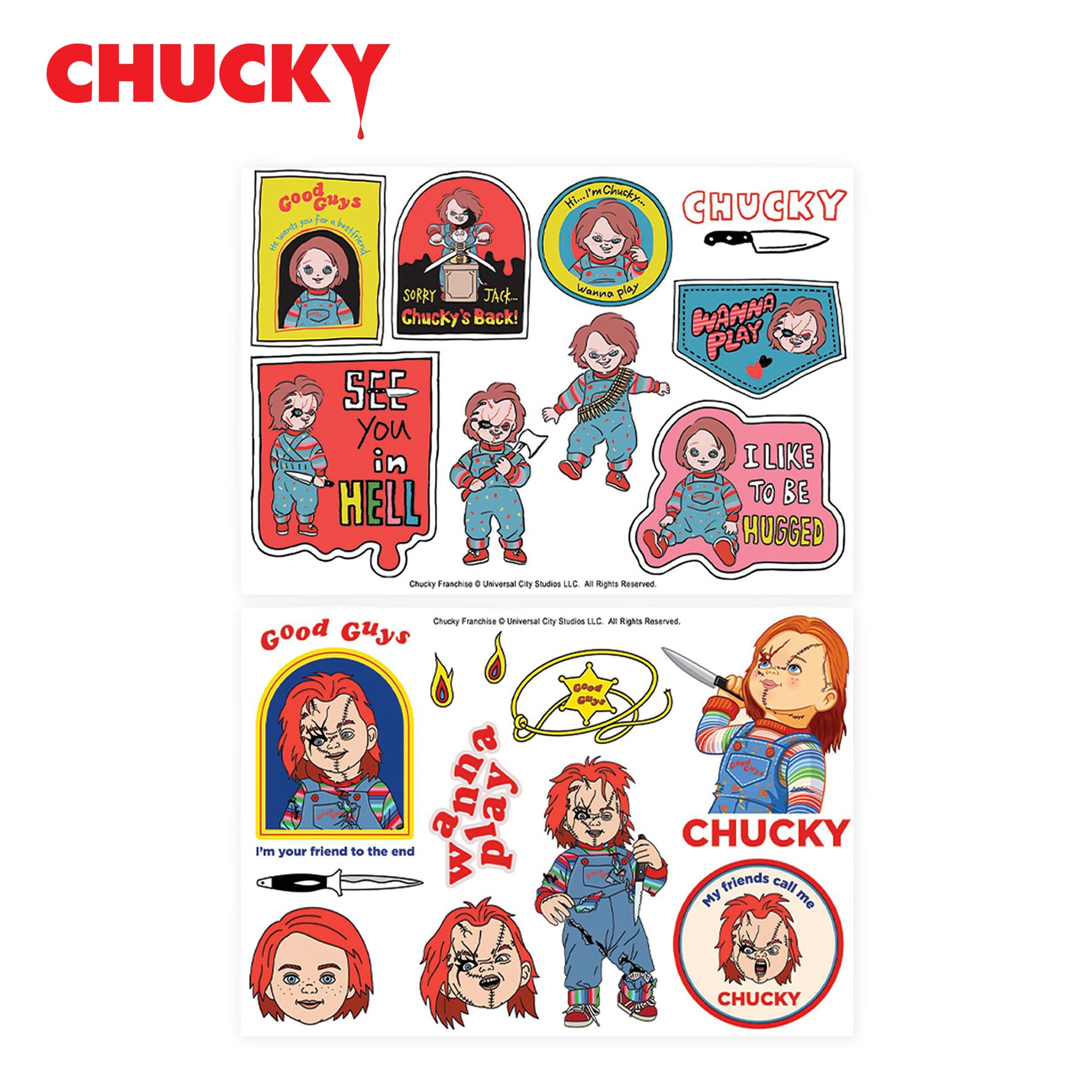 Child's Play Chucky Reusable Tech Decals | 4 Sheets
