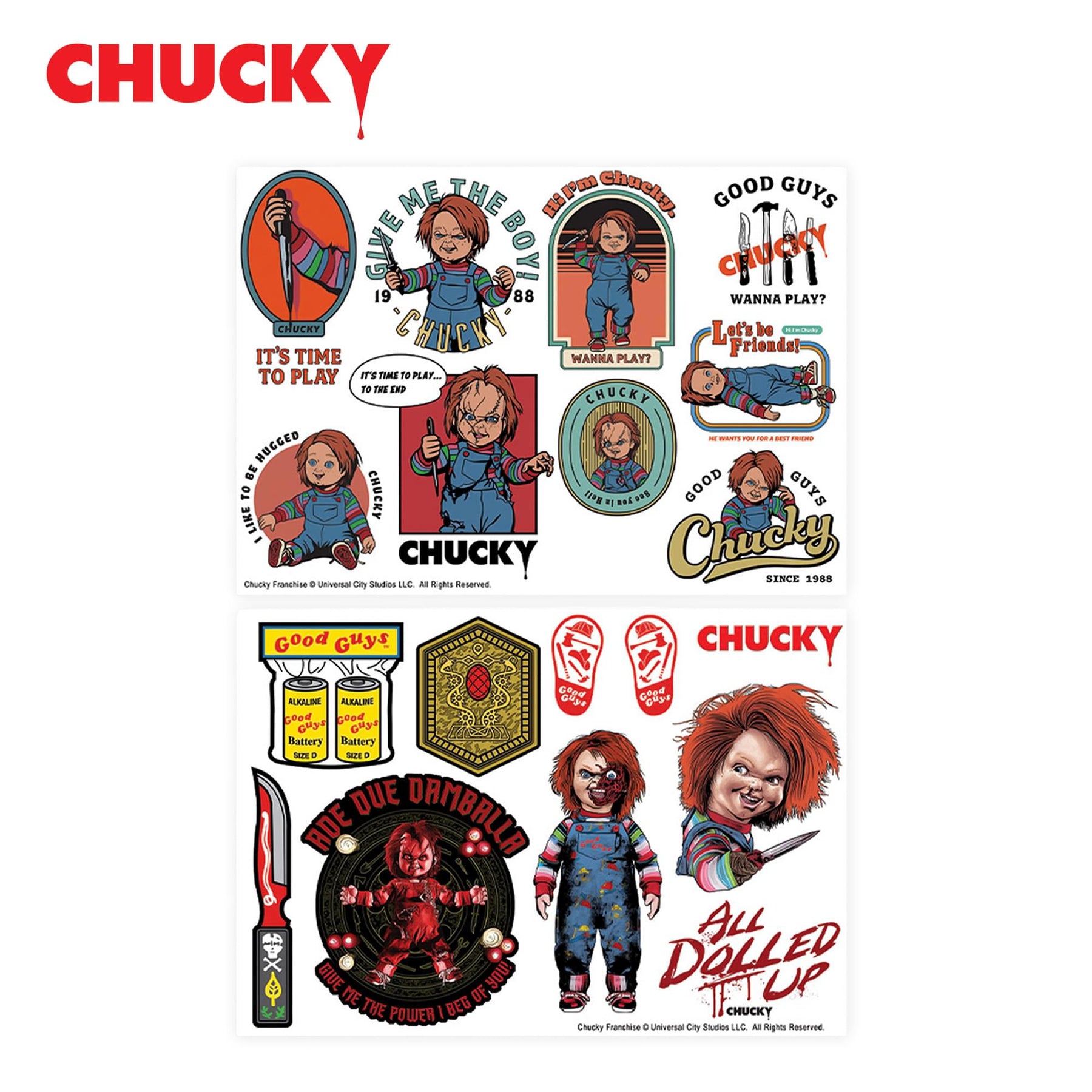 Child's Play Chucky Reusable Tech Decals | 4 Sheets