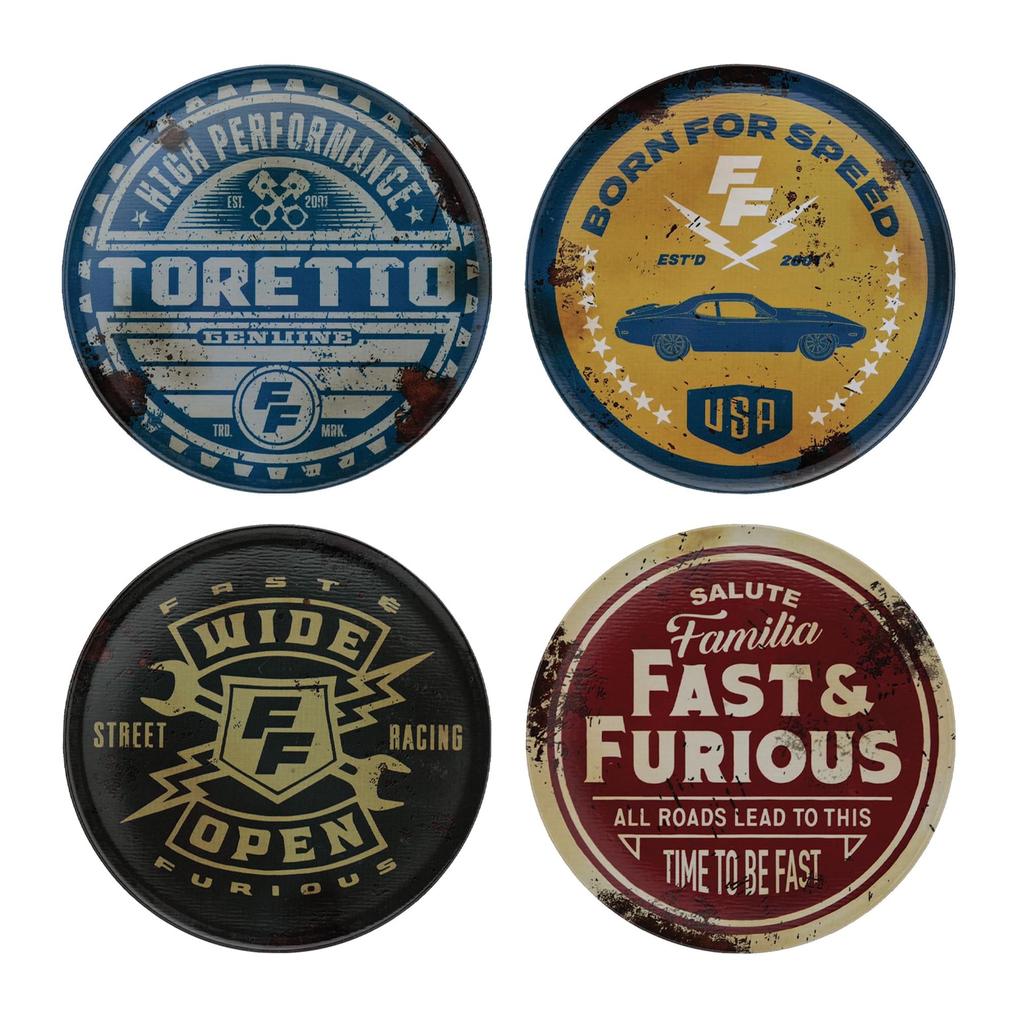 Fast & Furious Vintage Style 4-Piece Metal Coasters