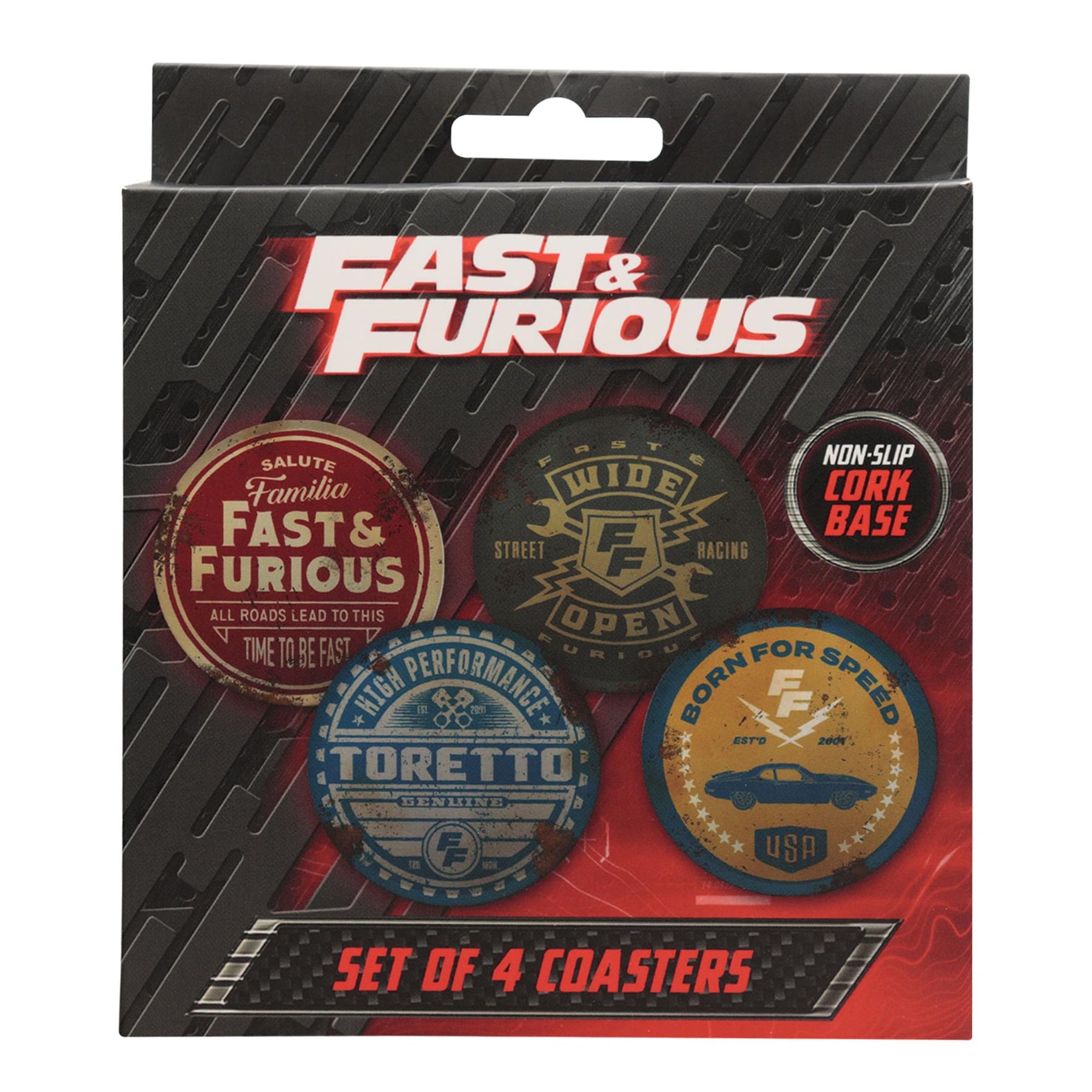 Fast & Furious Vintage Style 4-Piece Metal Coasters