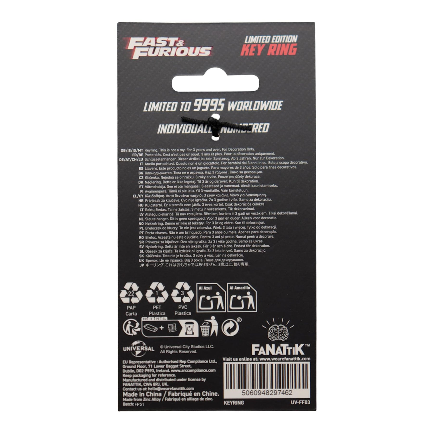 Fast & Furious "You Ride You Fight" Limited Edition Metal Keychain