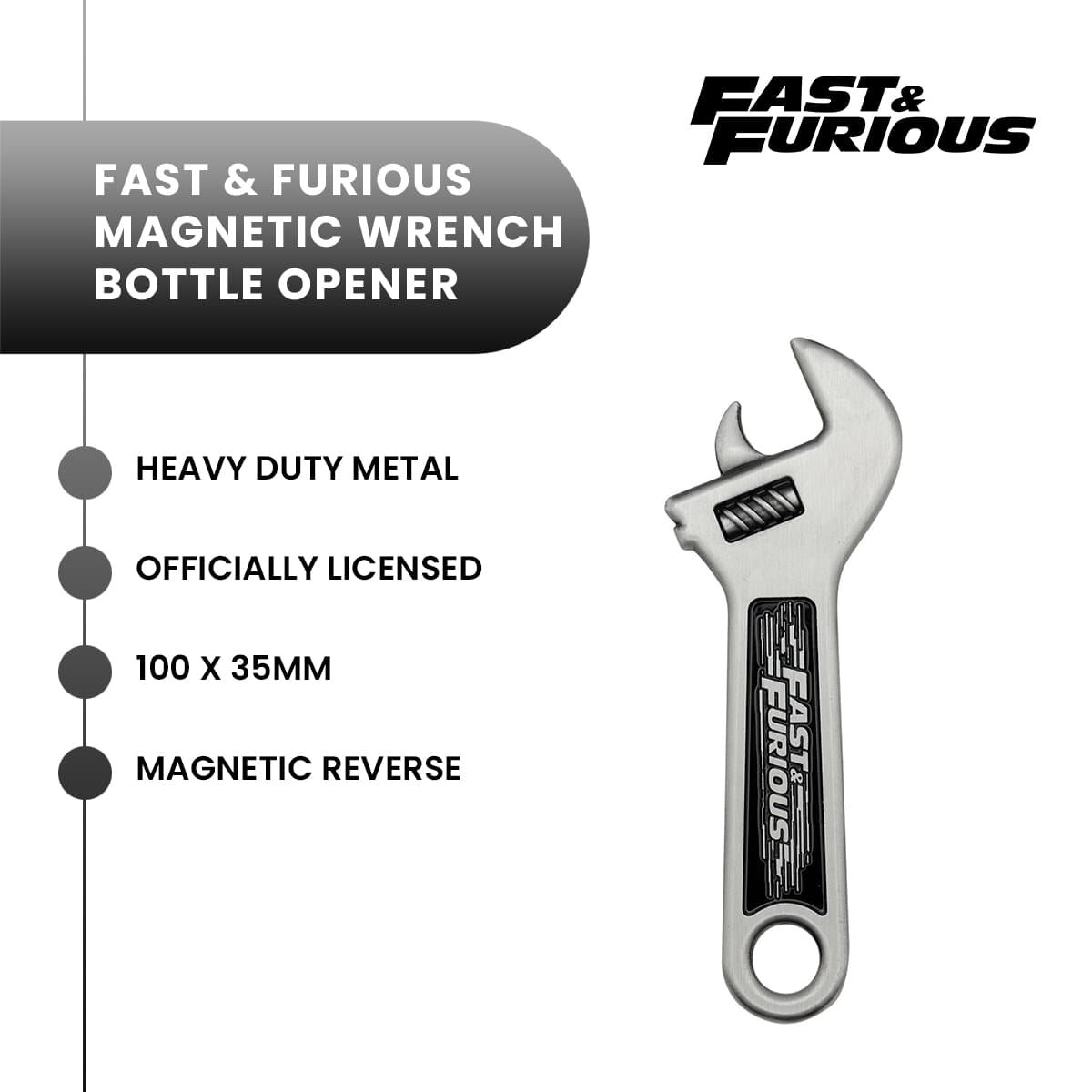 Fast & Furious Magnetic Metal Wrench Bottle Opener