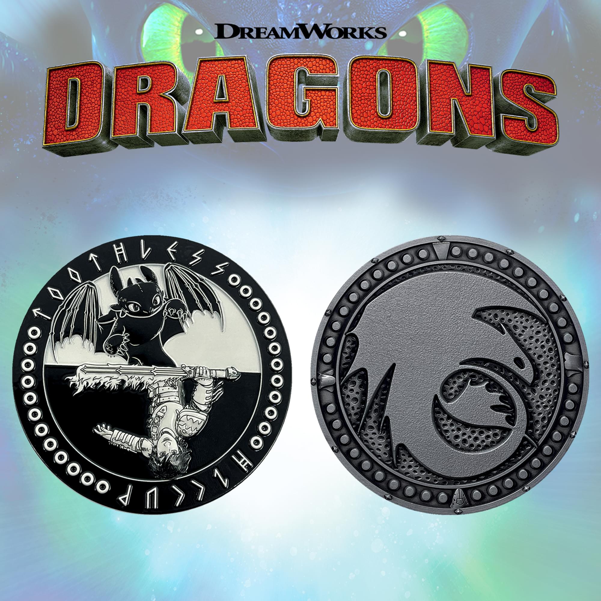 How To Train Your Dragon Toothless and Hiccup Limited Edition Metal Medallion