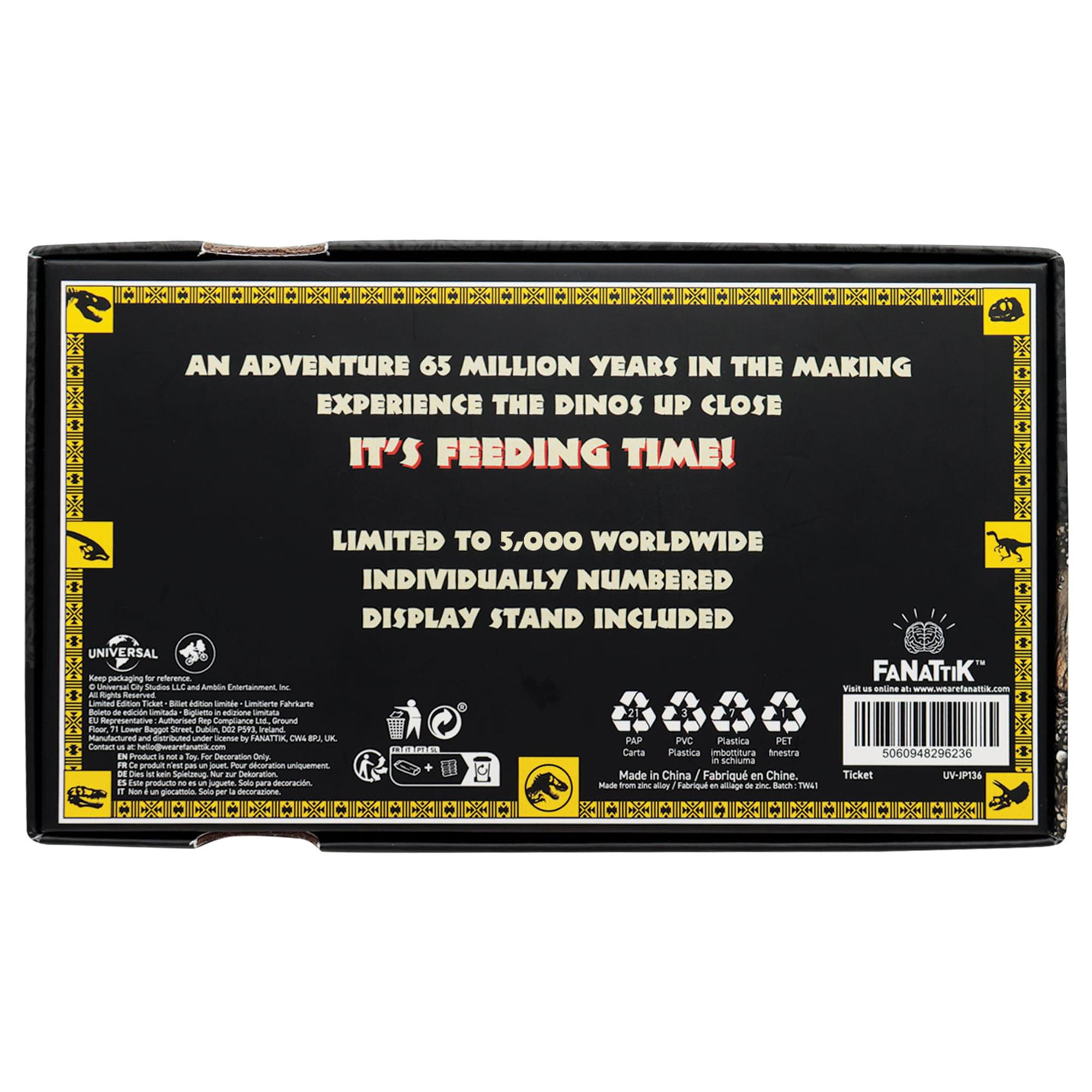 Jurassic Park Feeding Show Ticket Metal Replica
