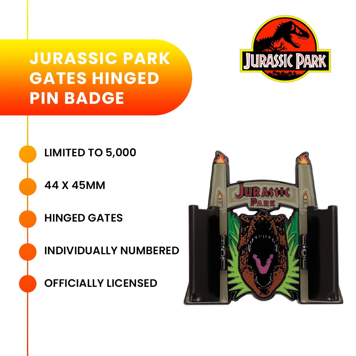 Jurassic Park Gates Limited Edition Hinged Enamel Pin
