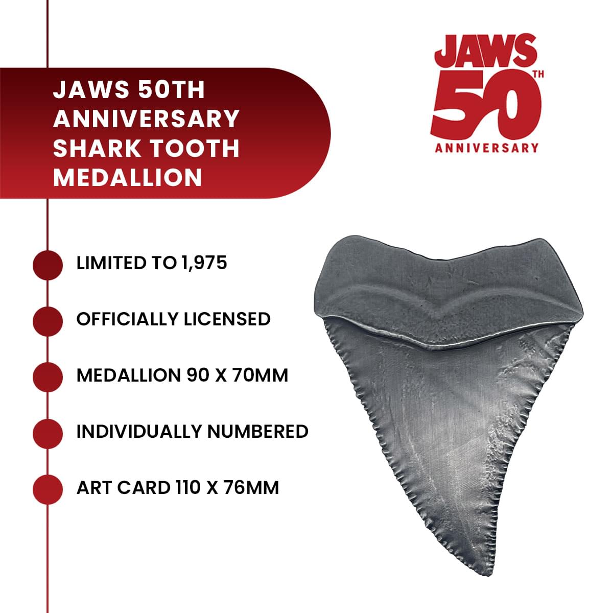Jaws 50th Anniversary Shark Tooth Limited Edition Metal Medallion