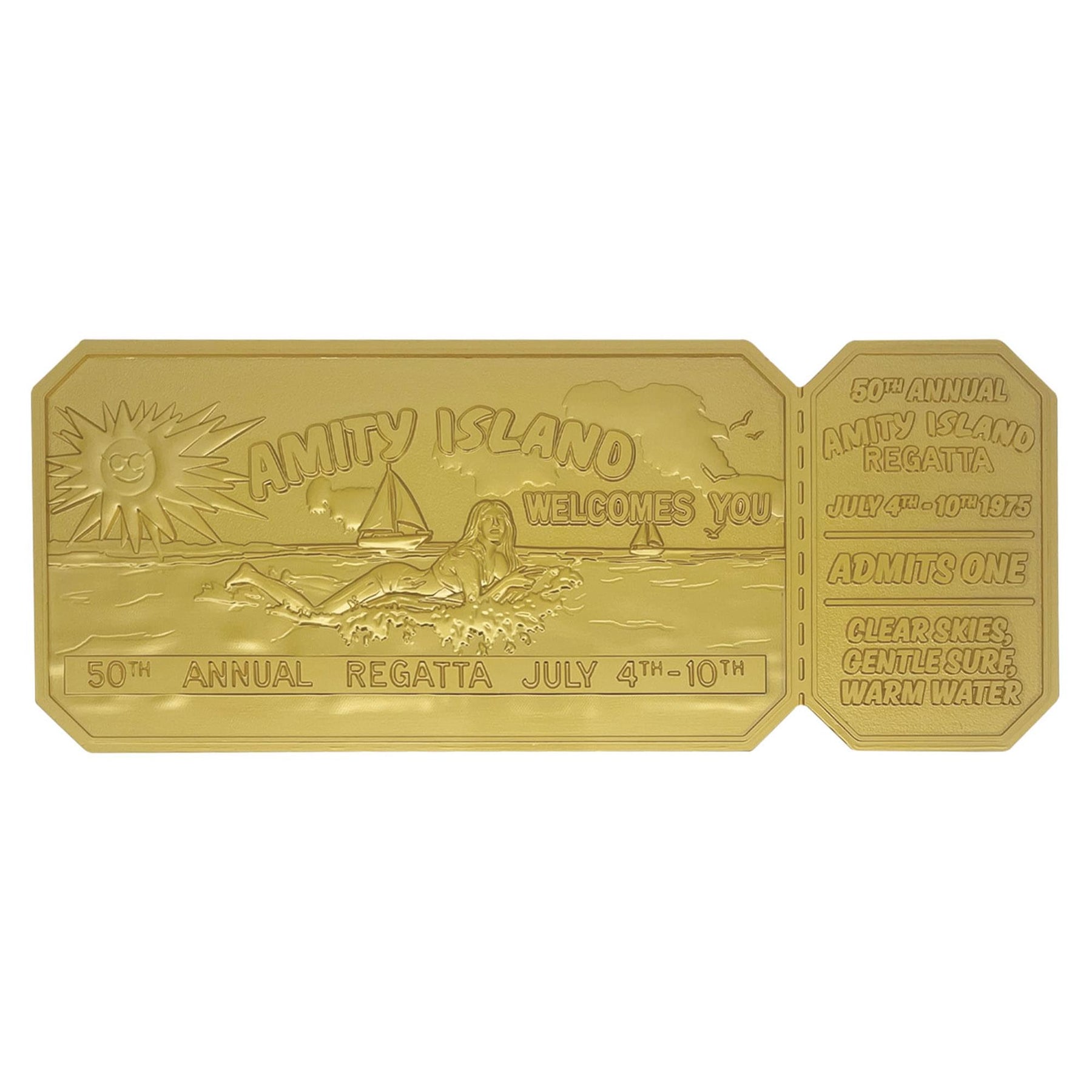 Jaws 50th Anniversary Regatta Ticket Limited Edition 24K Gold-Plated Replica