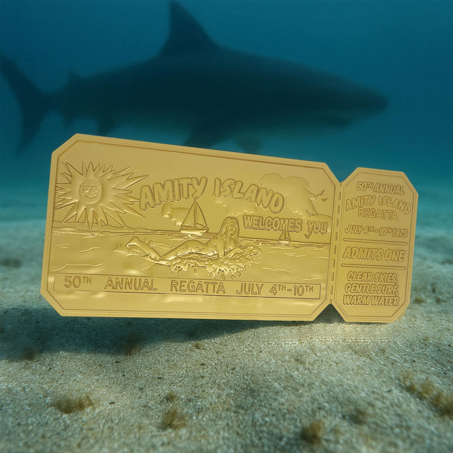 Jaws 50th Anniversary Regatta Ticket Limited Edition 24K Gold-Plated Replica