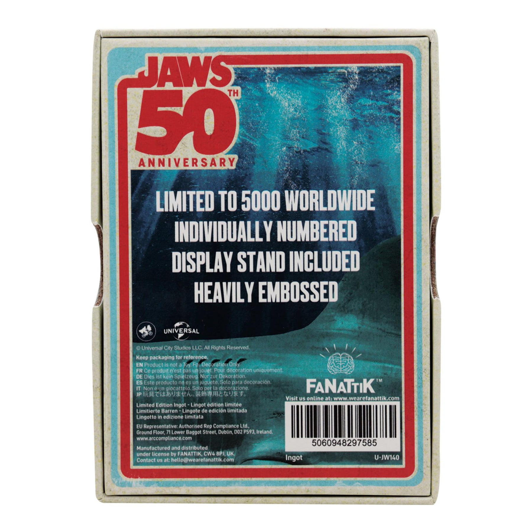Jaws 50th Anniversary Poster Limited Edition Embossed Metal Ingot