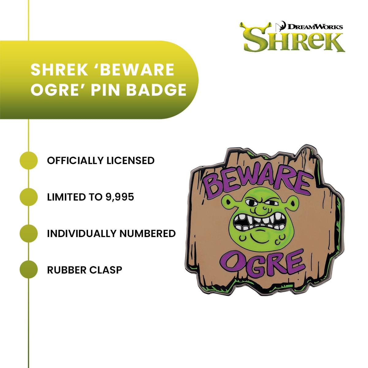 Shrek "Beware Ogre" Pin Badge