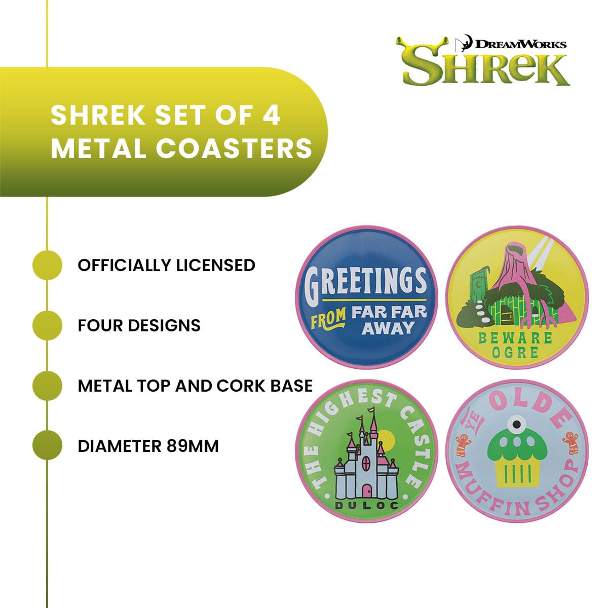 Shrek 4-Piece Metal Coaster Set