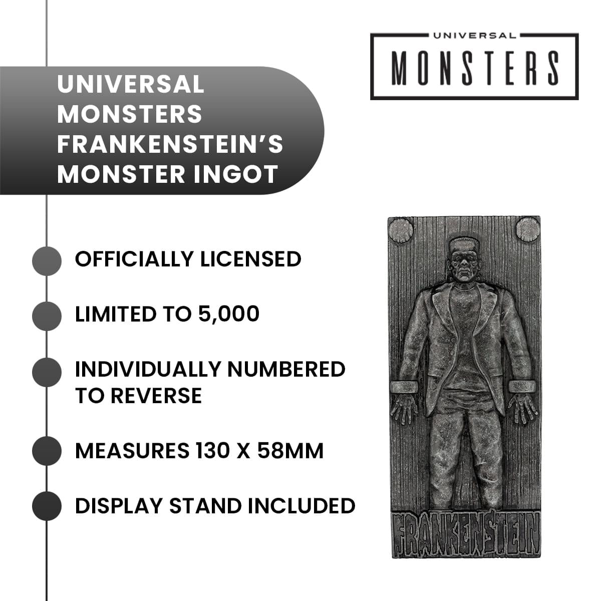 Universal Monsters Frankenstein's Monster Limited Edition Embossed Metal Ingot