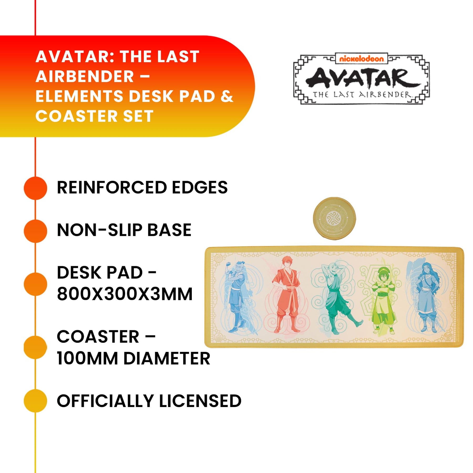 Avatar: The Last Airbender Elements Desk Pad and Coaster Set