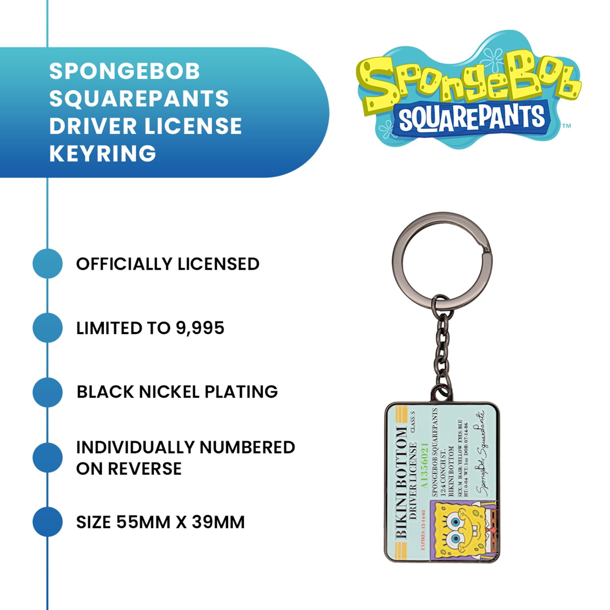 SpongeBob SquarePants Driver License Limited Edition Metal Keychain