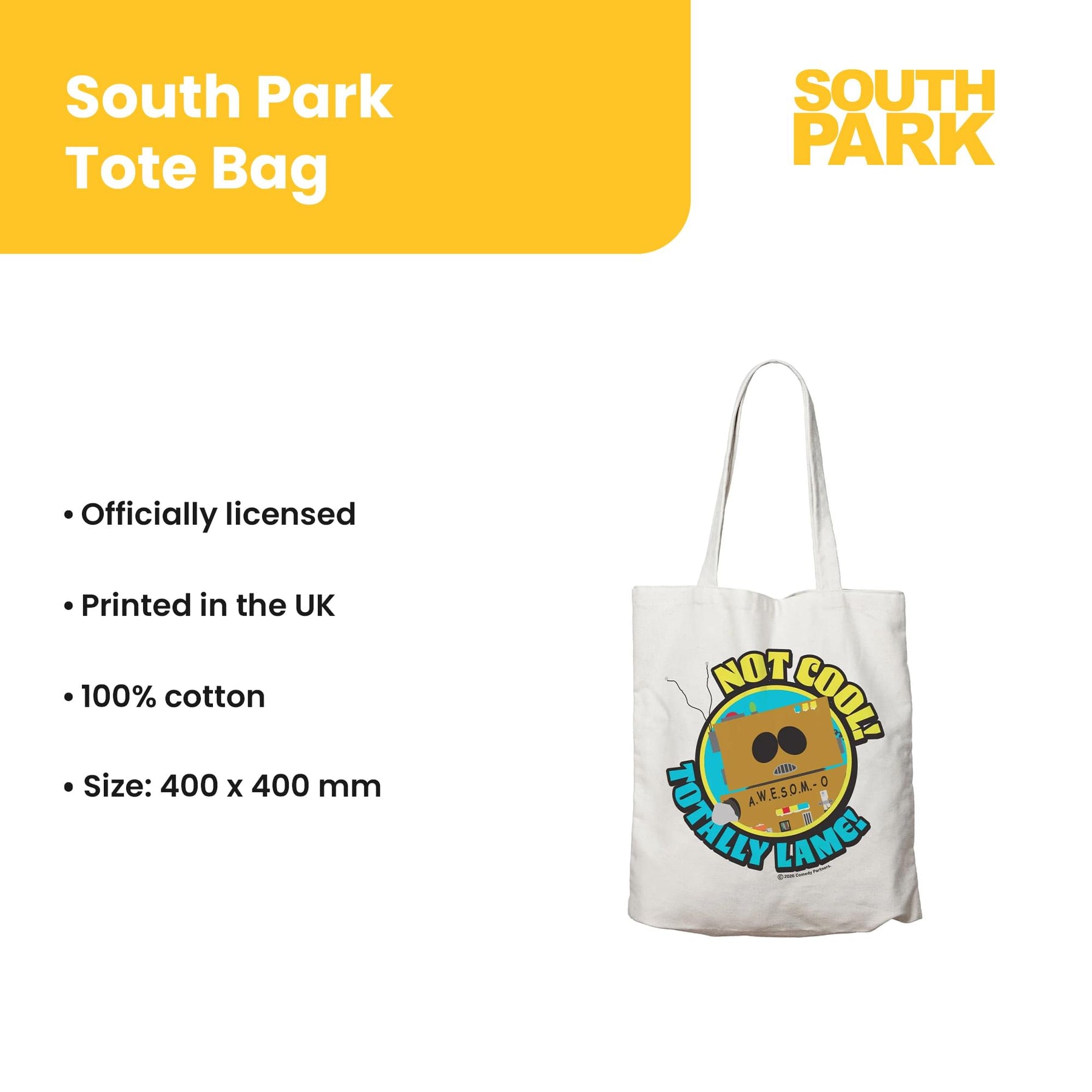 South Park Cartman AWESOM-O 16-Inch Cotton Tote Bag