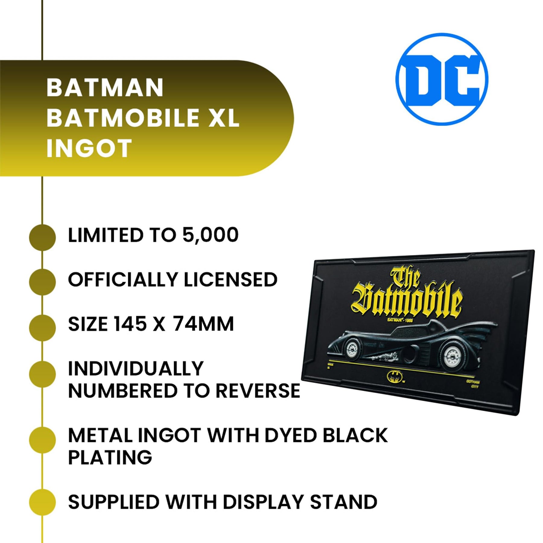 DC Batman Batmobile 1989 XL Limited Edition Ingot