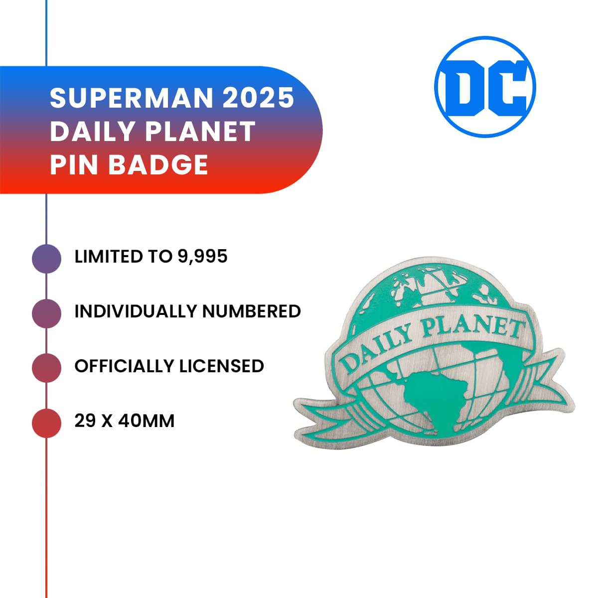 DC Comics Superman Daily Planet Limited Edition Enamel Pin