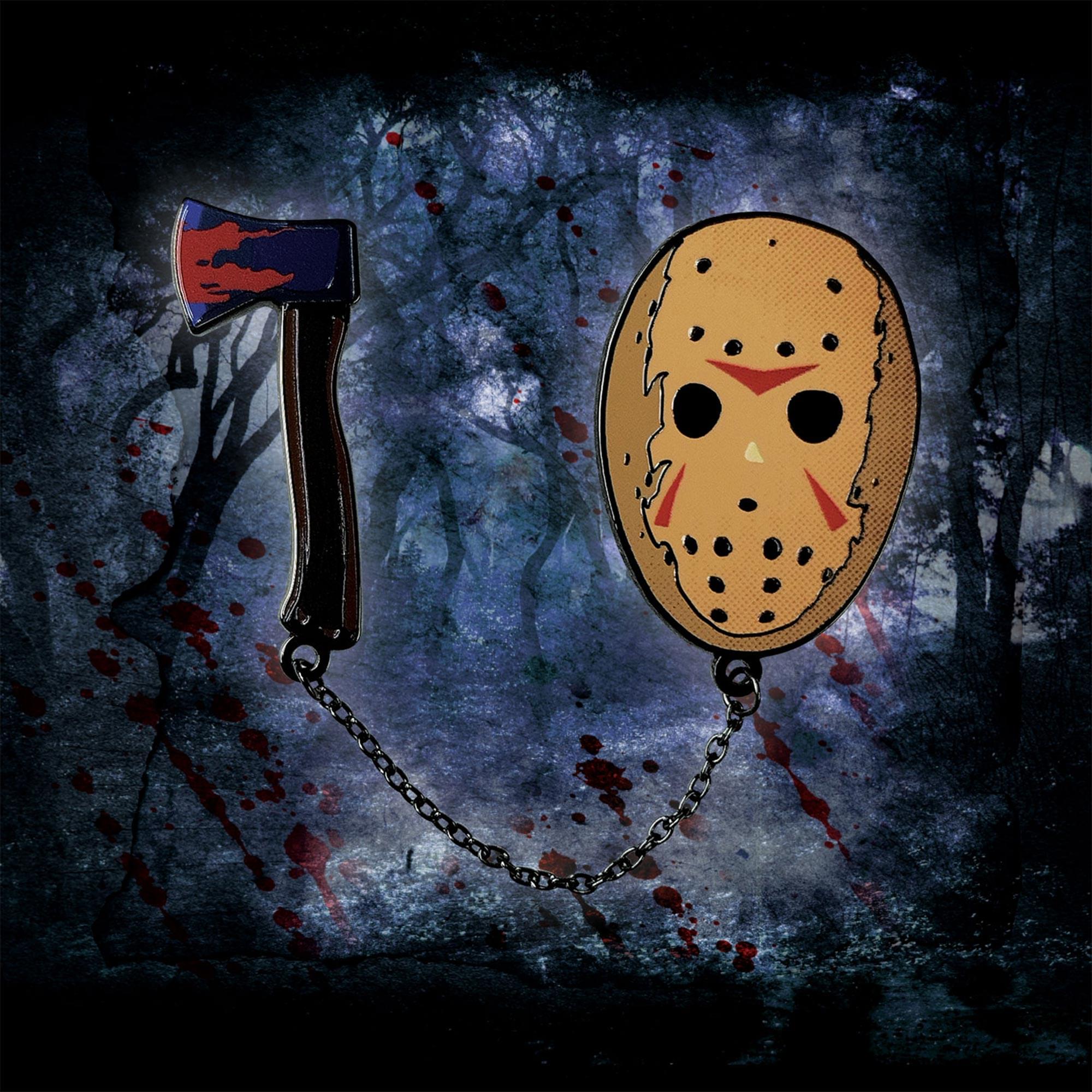 Friday The 13th Jason Mask and Axe Limited Edition 2-Piece Enamel Pin Set