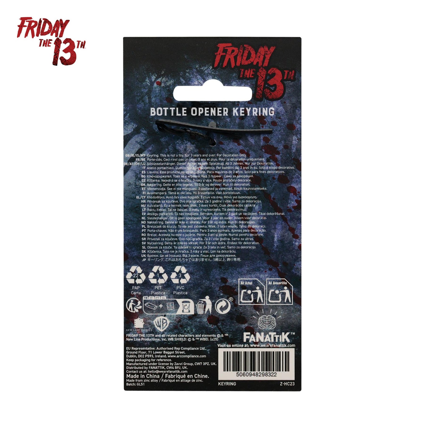 Friday The 13th Jason Hockey Mask Metal Bottle Opener Keyring | 3 x 2.5 Inches
