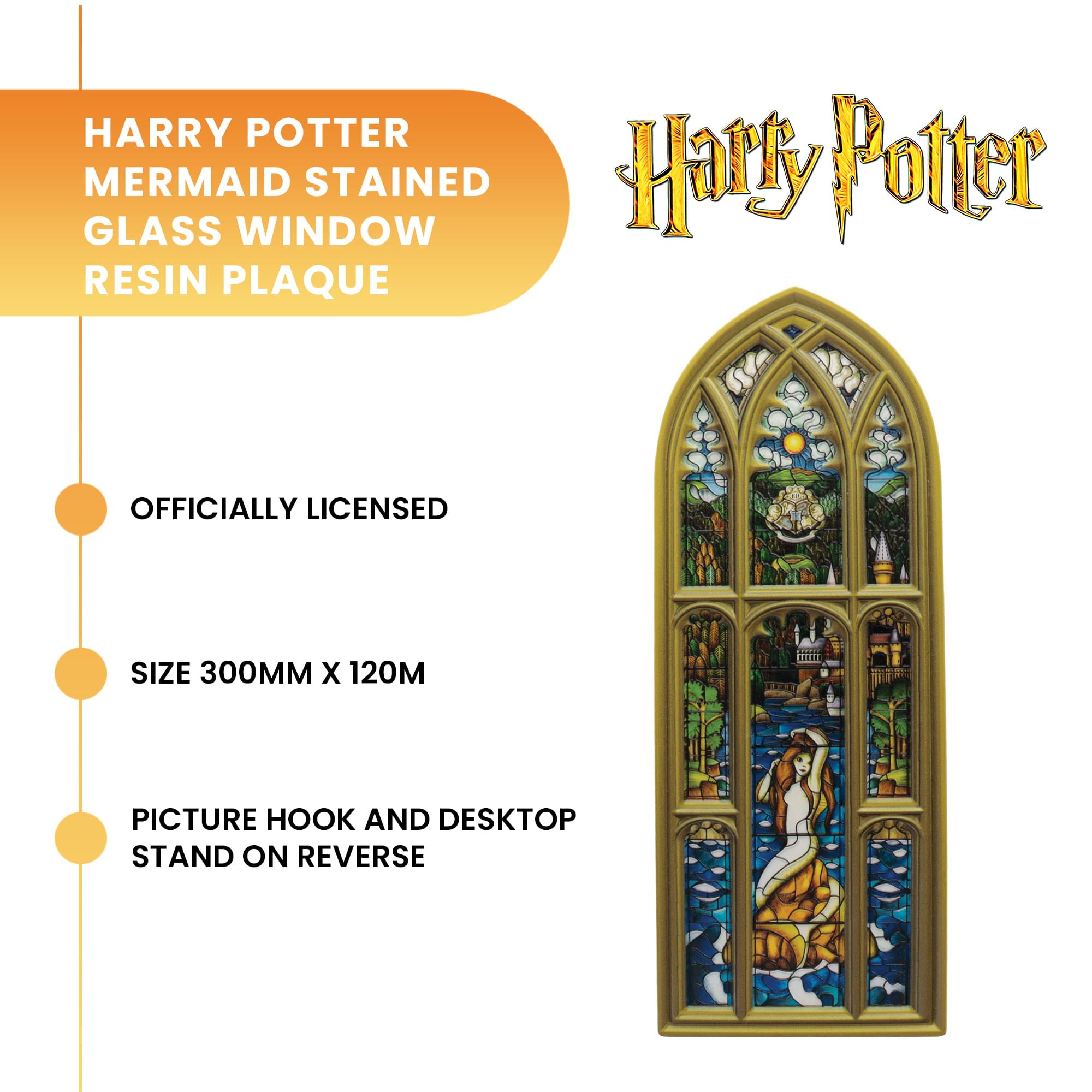 Harry Potter Mermaid Stained-Glass Window Resin Plaque | 5 x 12 Inches