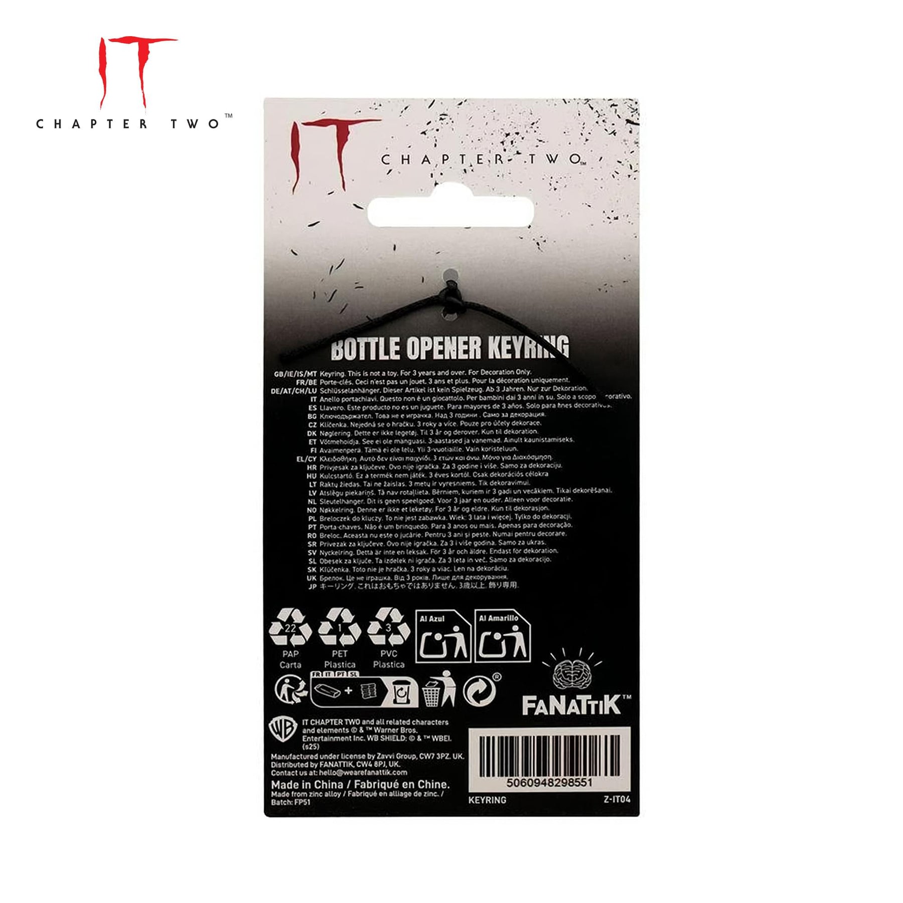 IT: Chapter Two Pennywise Face Metal Bottle Opener Keyring | 3 x 3 Inches