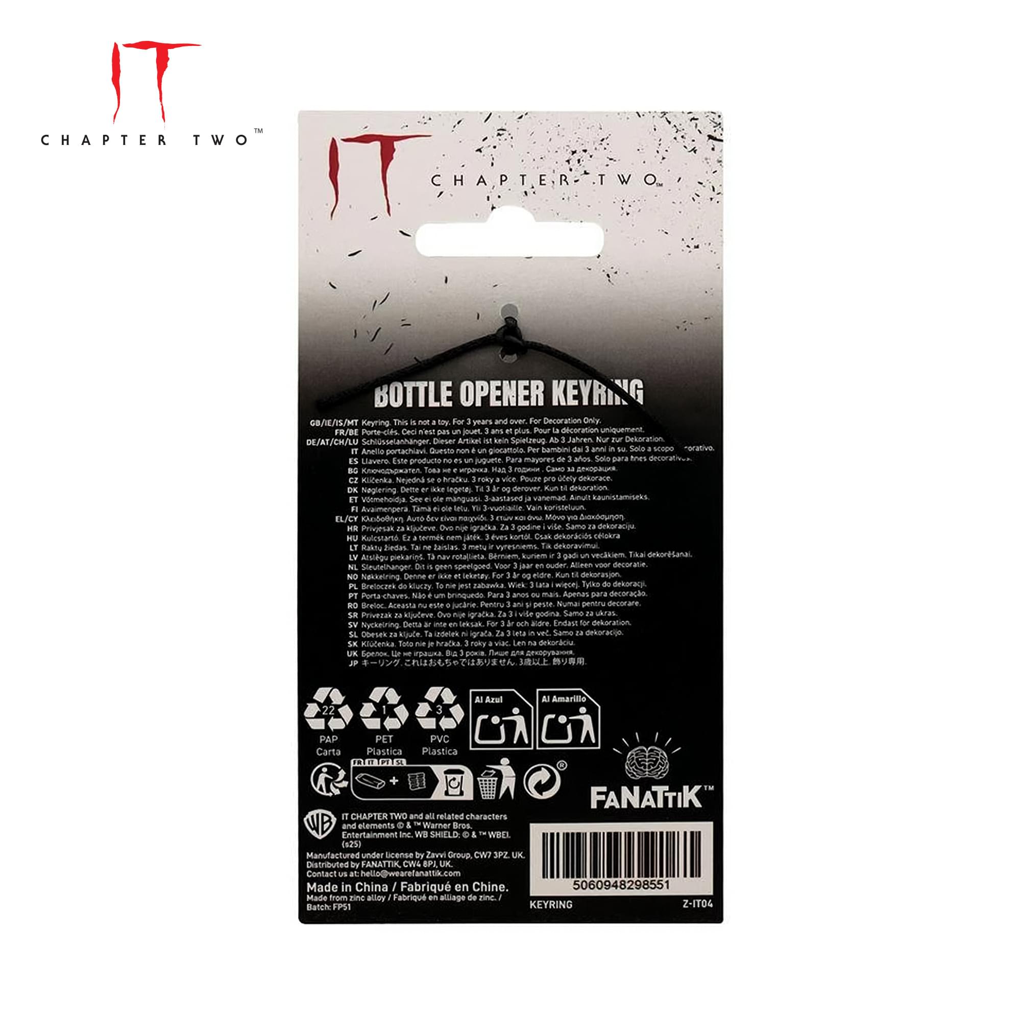 IT: Chapter Two Pennywise Face Metal Bottle Opener Keyring | 3 x 3 Inches