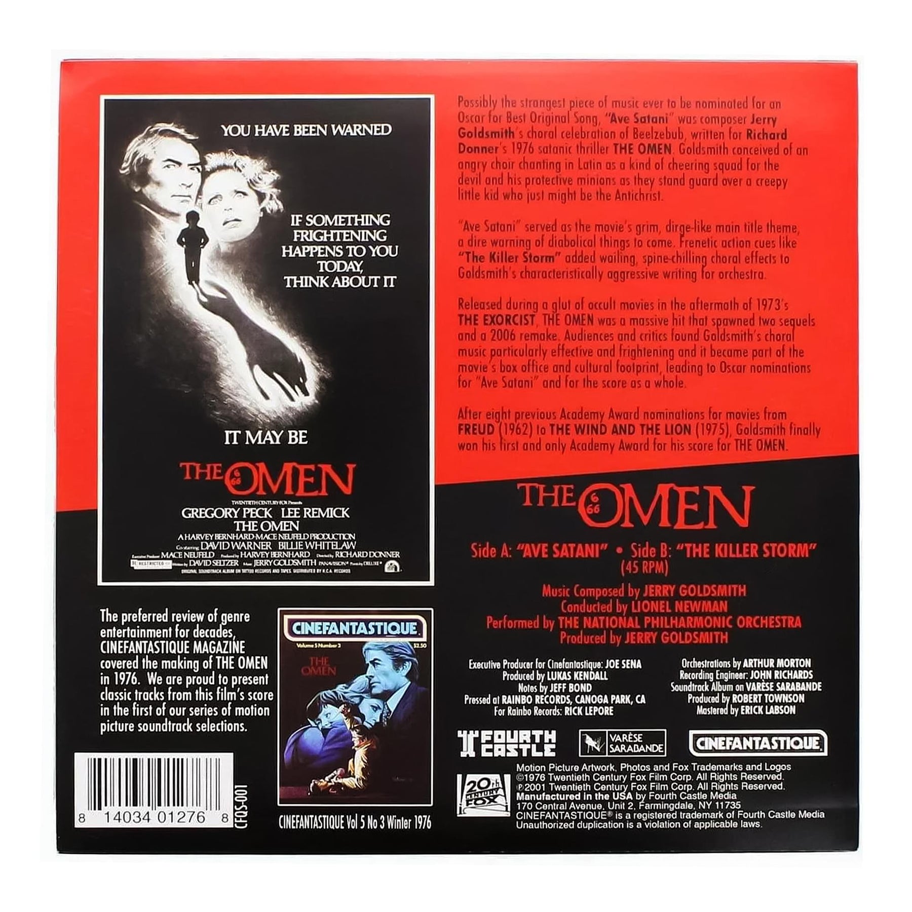 Selections From The Omen Motion Picture Soundtrack, 45 RPM Vinyl Record