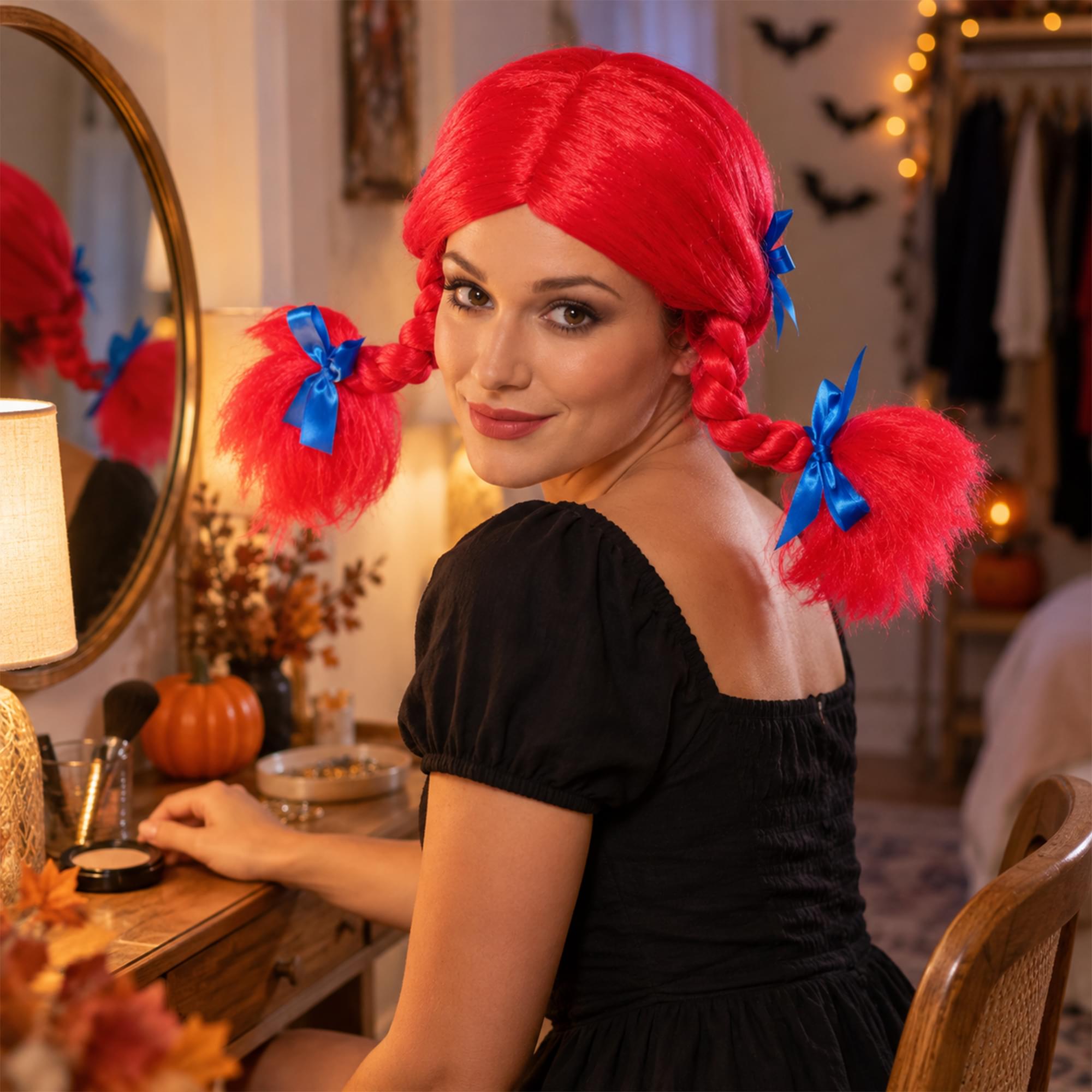 Spunky Braided Pigtail Adult Costume Wig | One Size