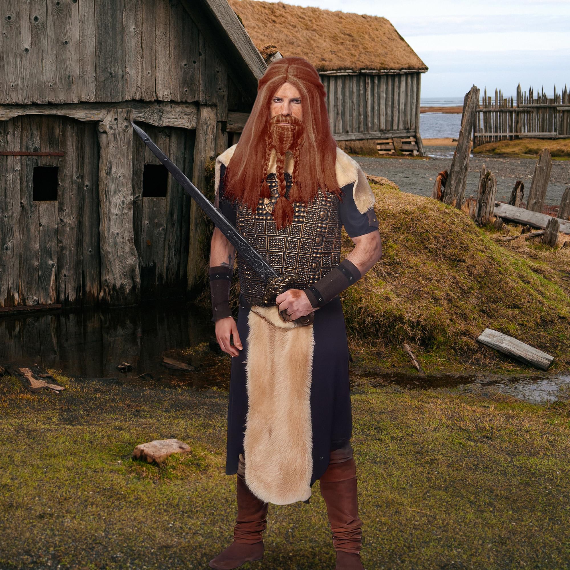 Viking Adult Costume Wig | Natural Red