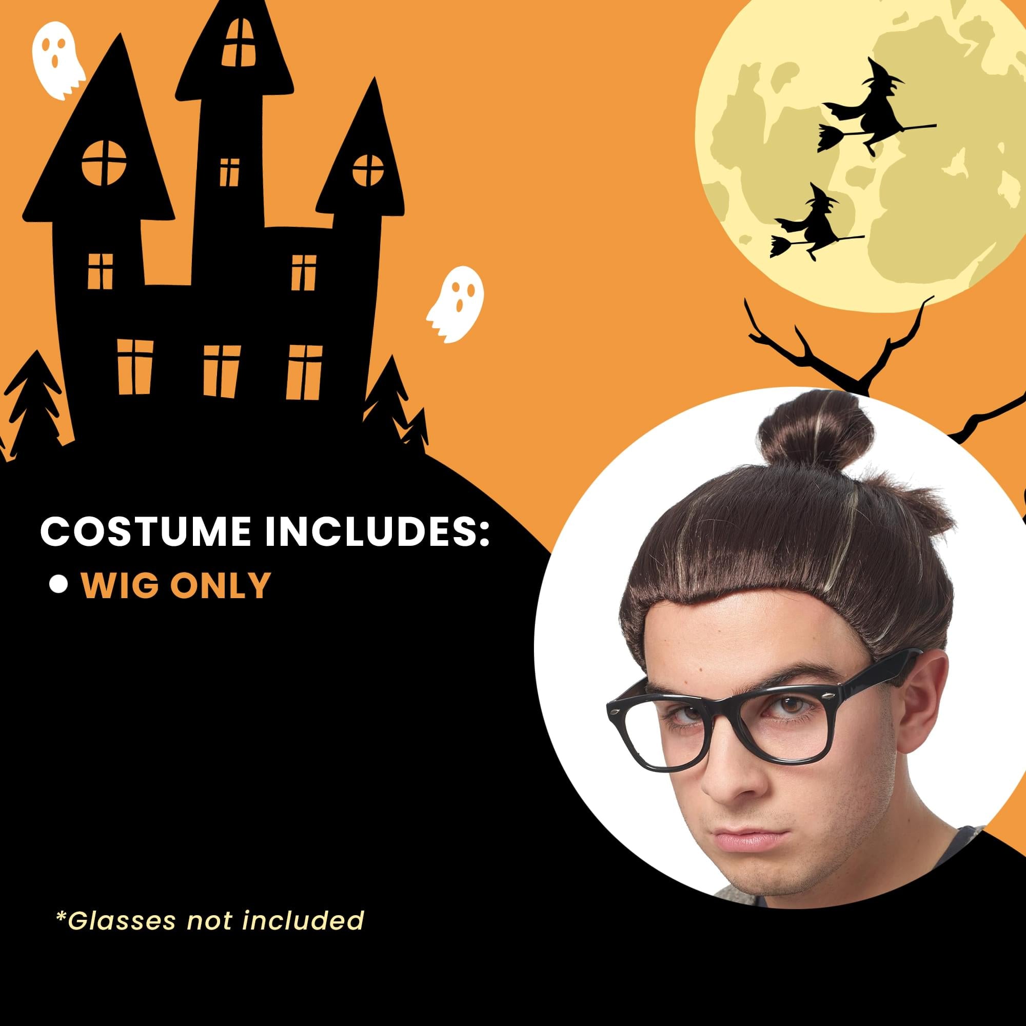 Man Bun Brown Adult Costume Wig