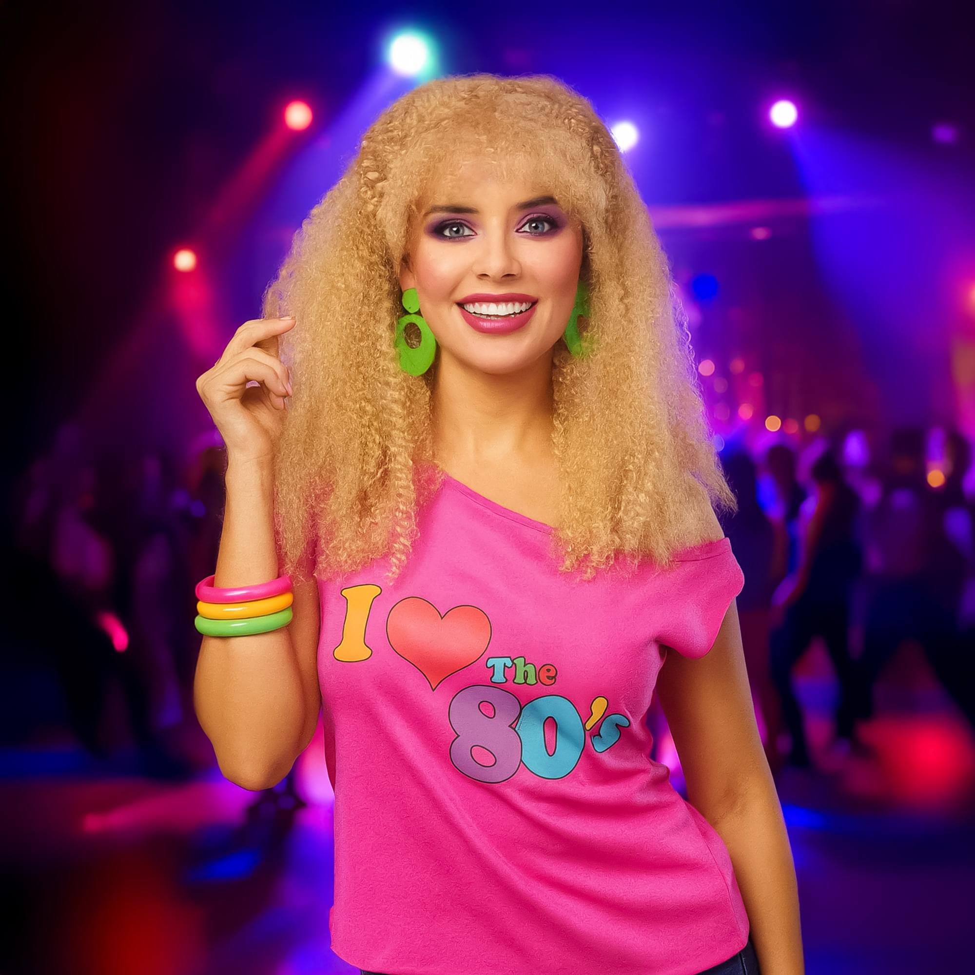 80's Crimped Adult Costume Wig | Blonde
