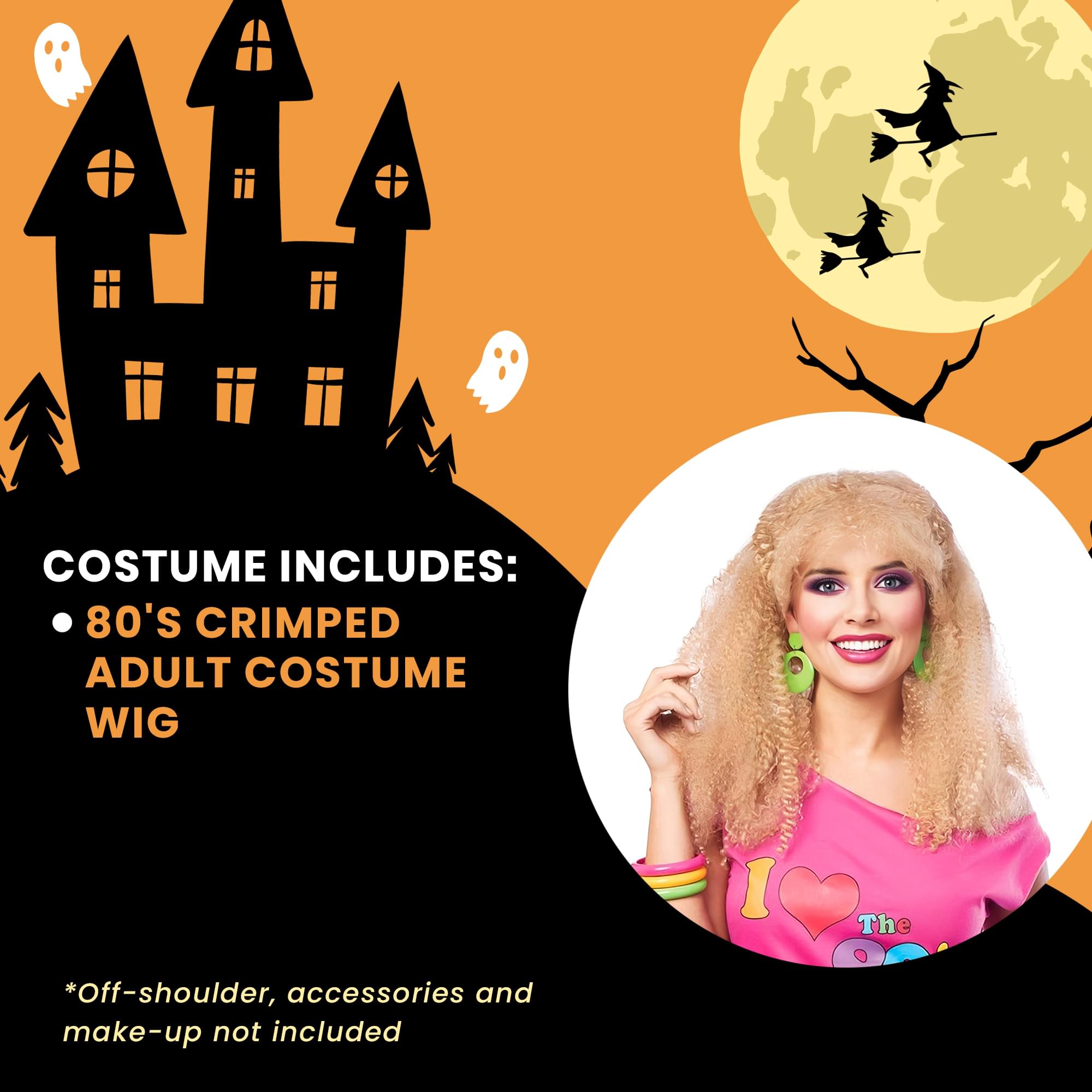 80's Crimped Adult Costume Wig | Blonde