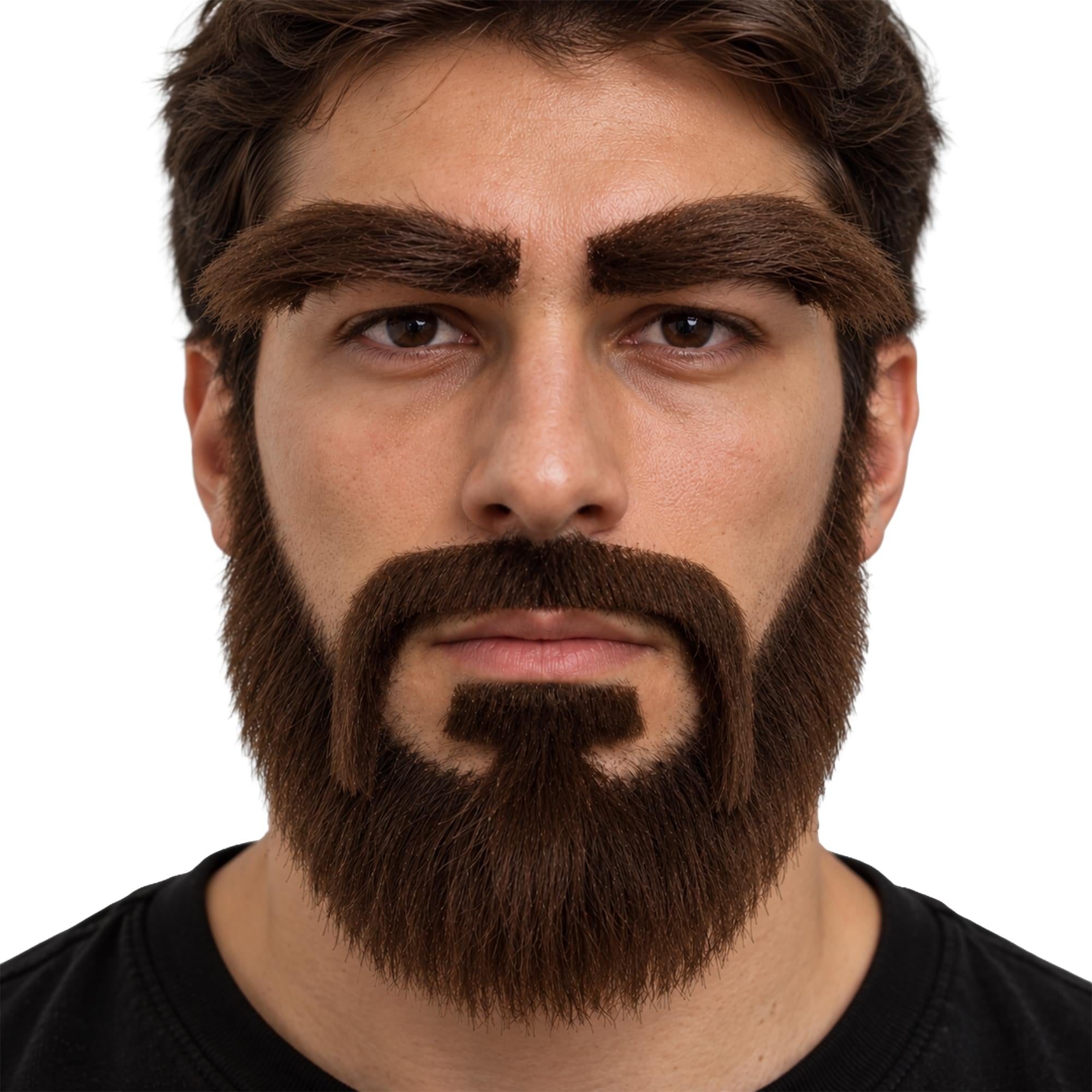 Brown Moustache, Beard, and Eyebrows Costume Facial Hair Kit