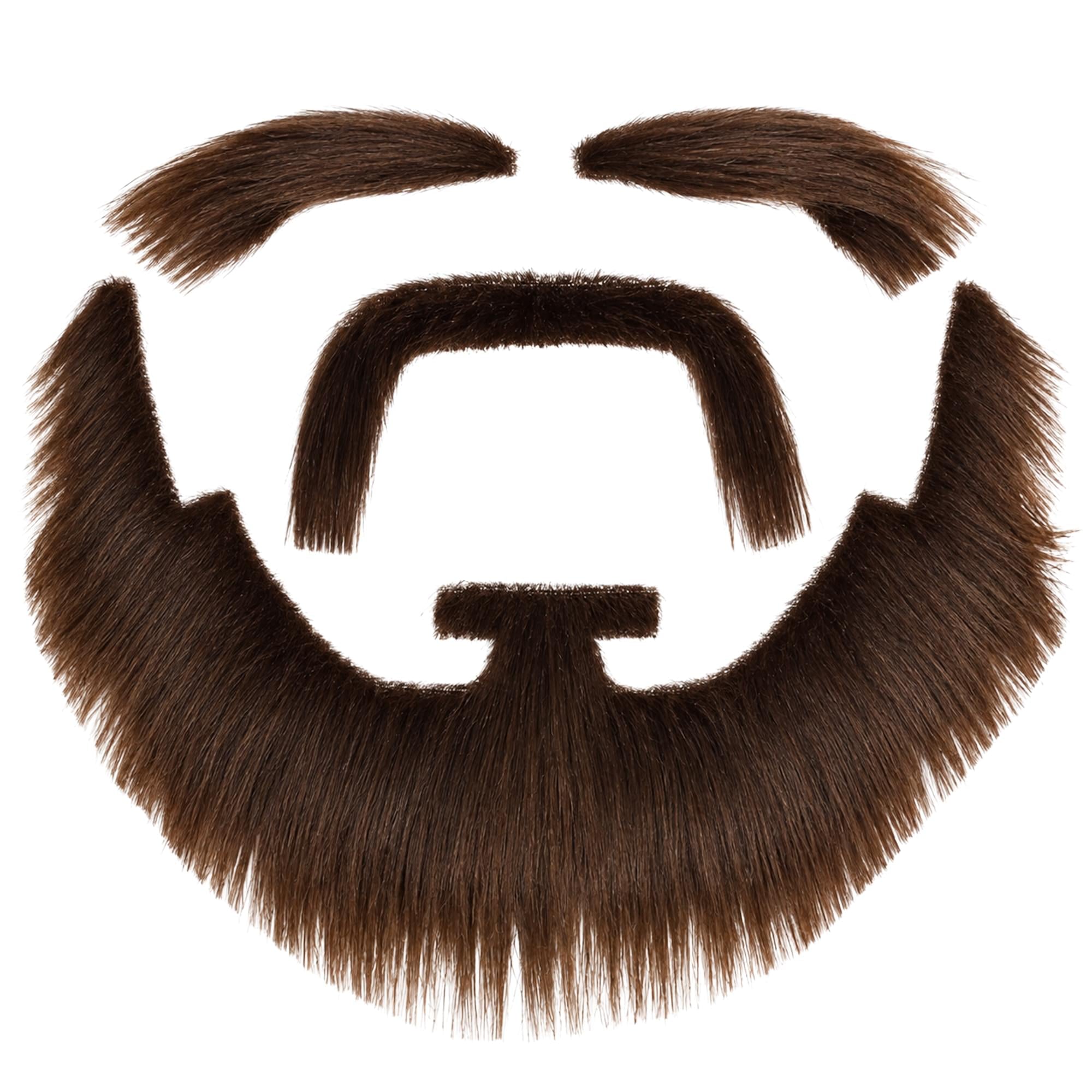 Brown Moustache, Beard, and Eyebrows Costume Facial Hair Kit