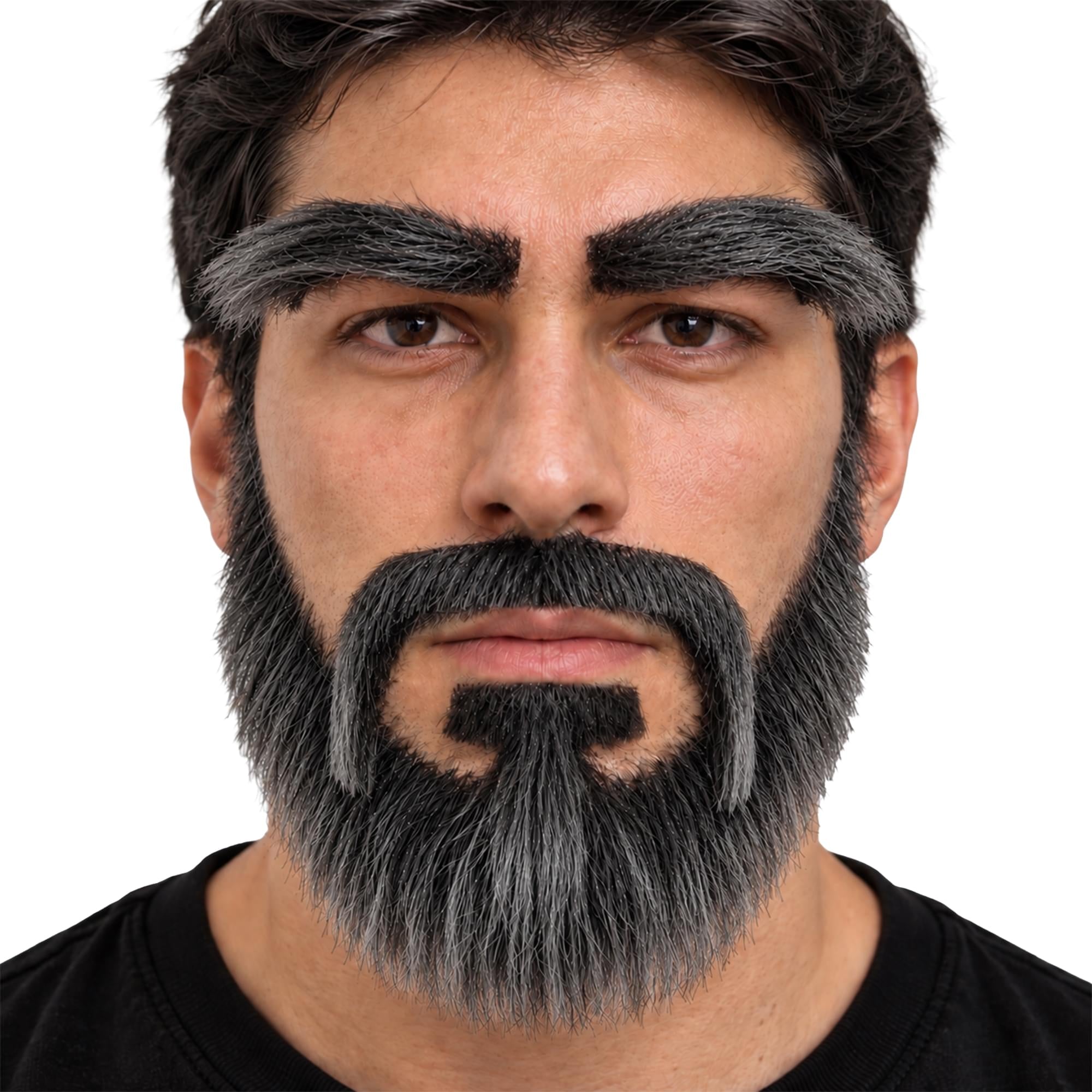 Mixed Grey Moustache, Beard, and Eyebrows Costume Facial Hair Kit