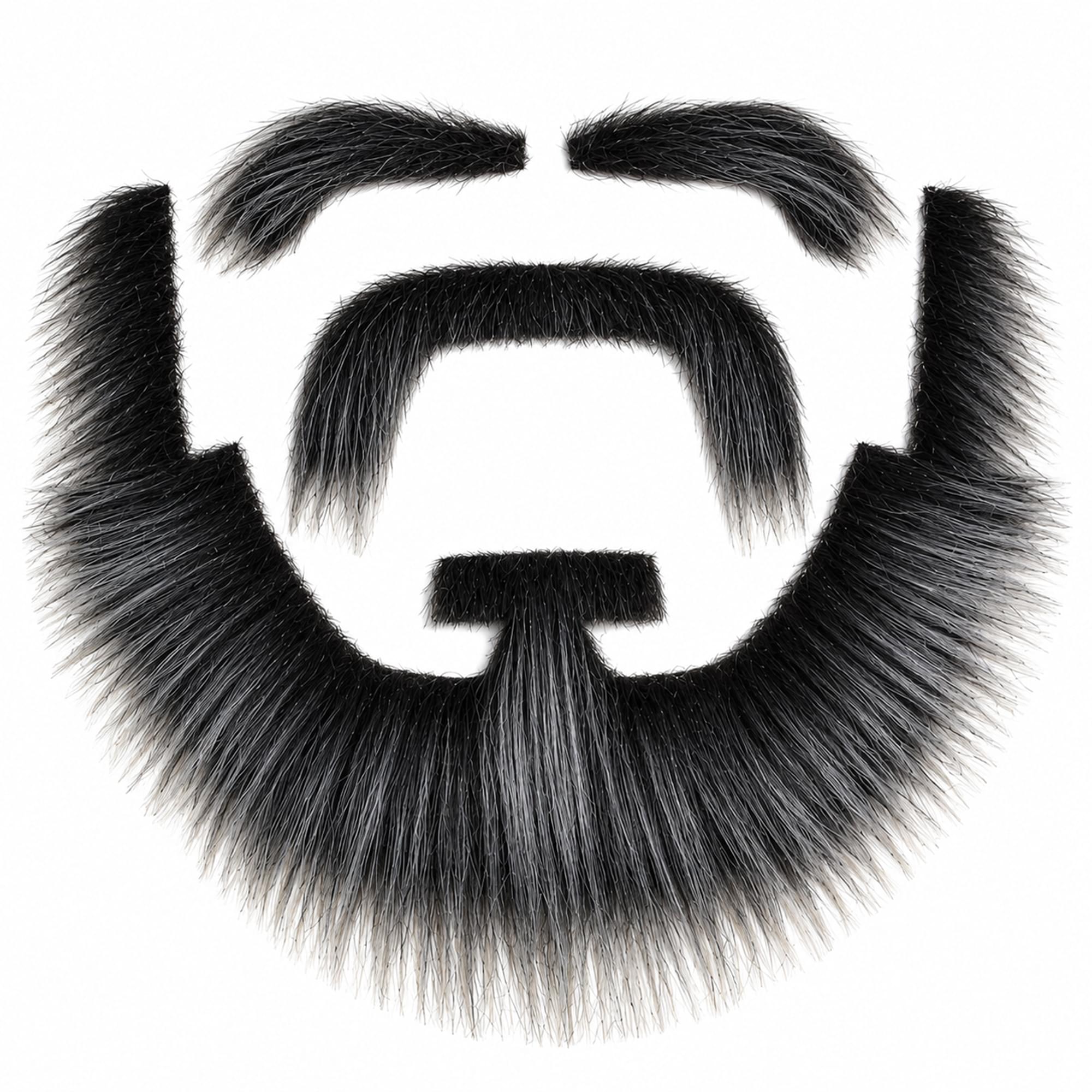 Mixed Grey Moustache, Beard, and Eyebrows Costume Facial Hair Kit