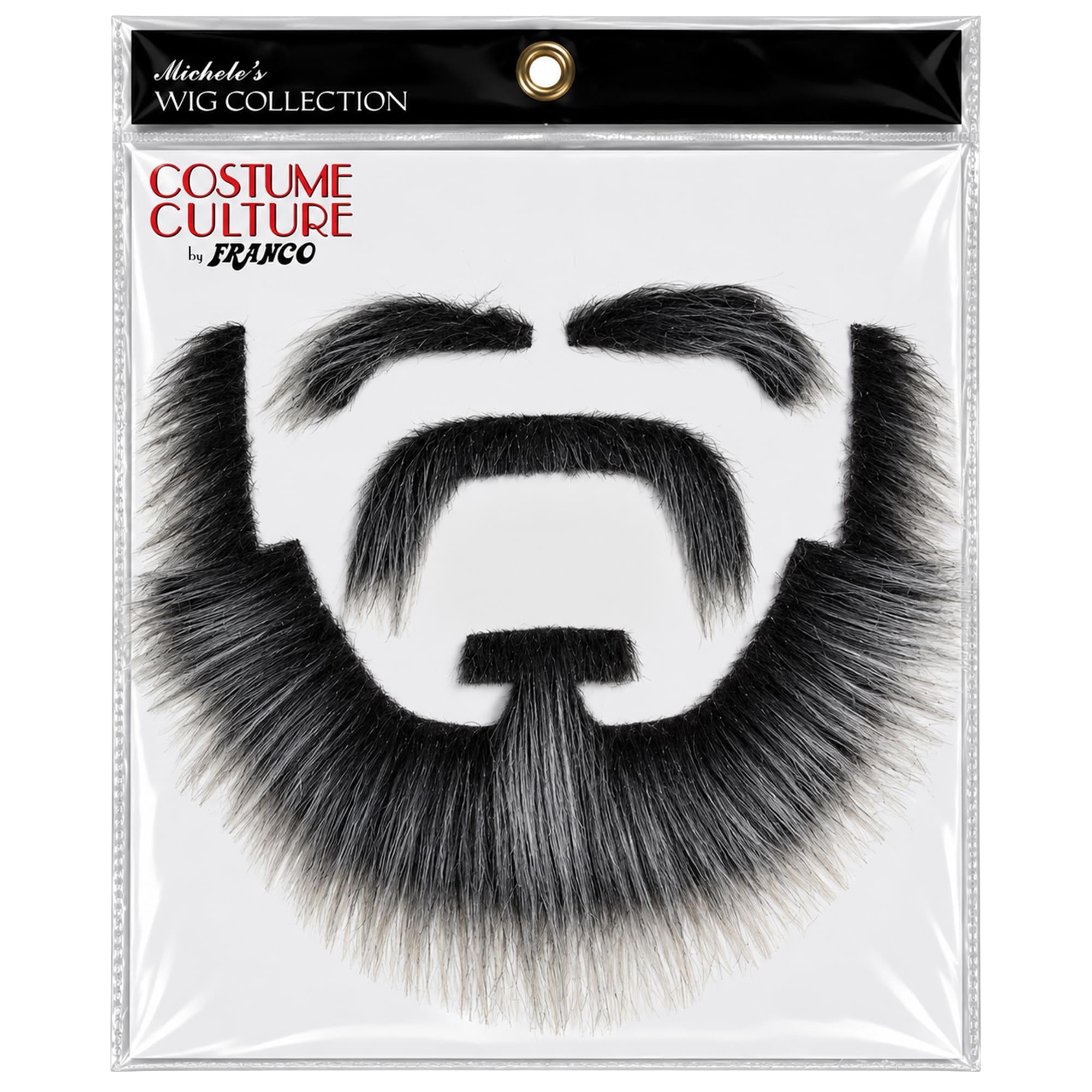 Mixed Grey Moustache, Beard, and Eyebrows Costume Facial Hair Kit