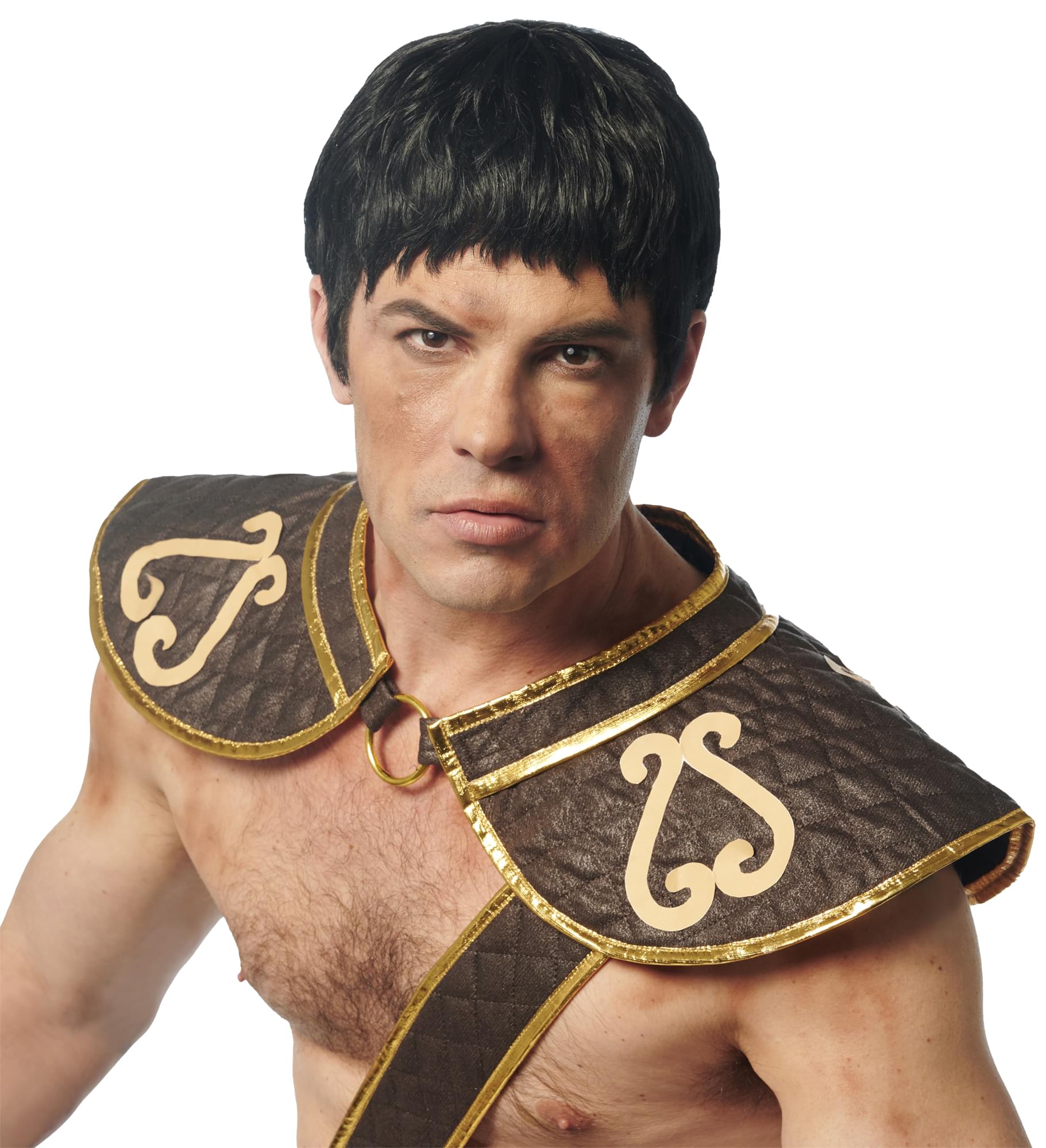 Roman Warrior Black Adult Costume Wig