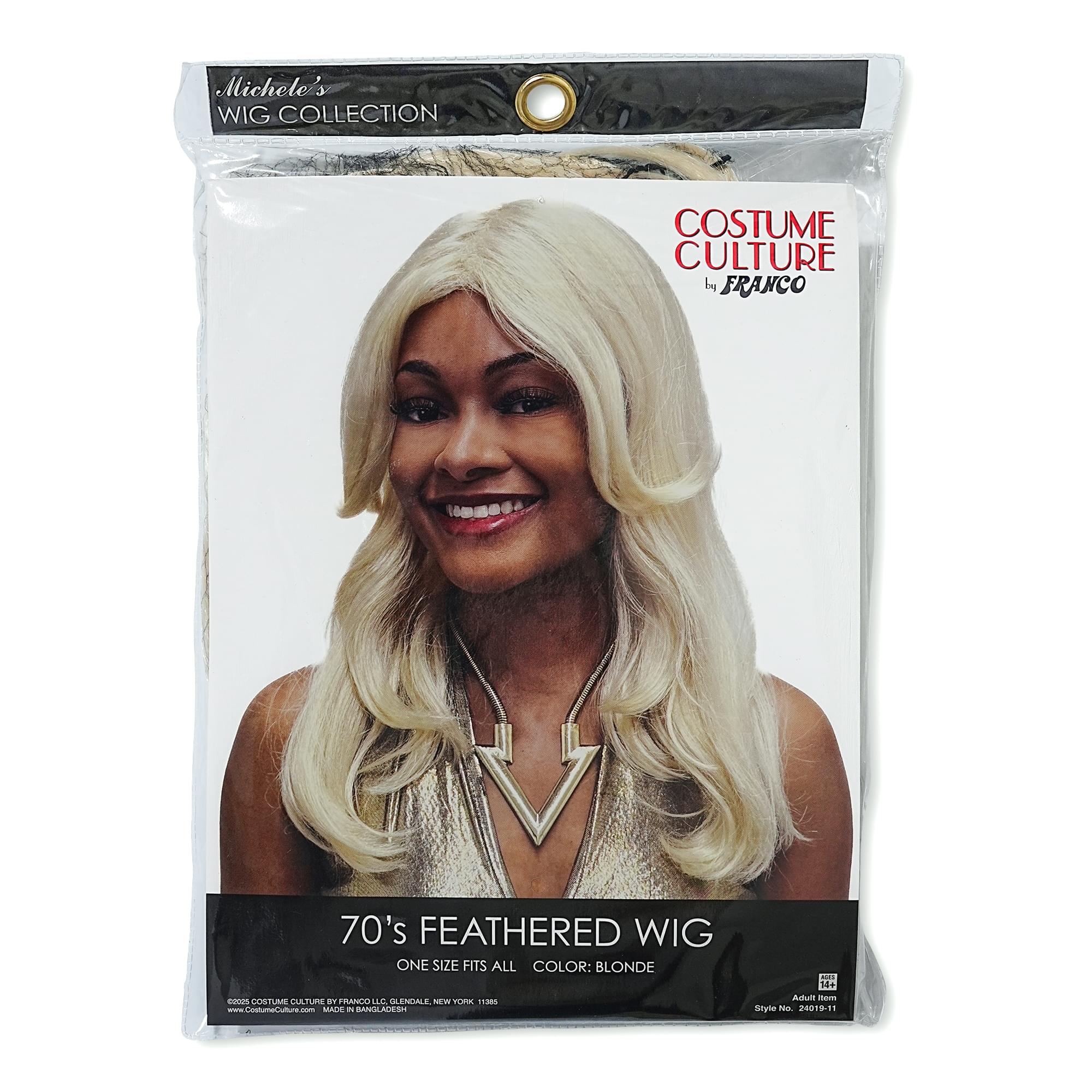 Blonde 70s Feathered Adult Costume Wig | One Size