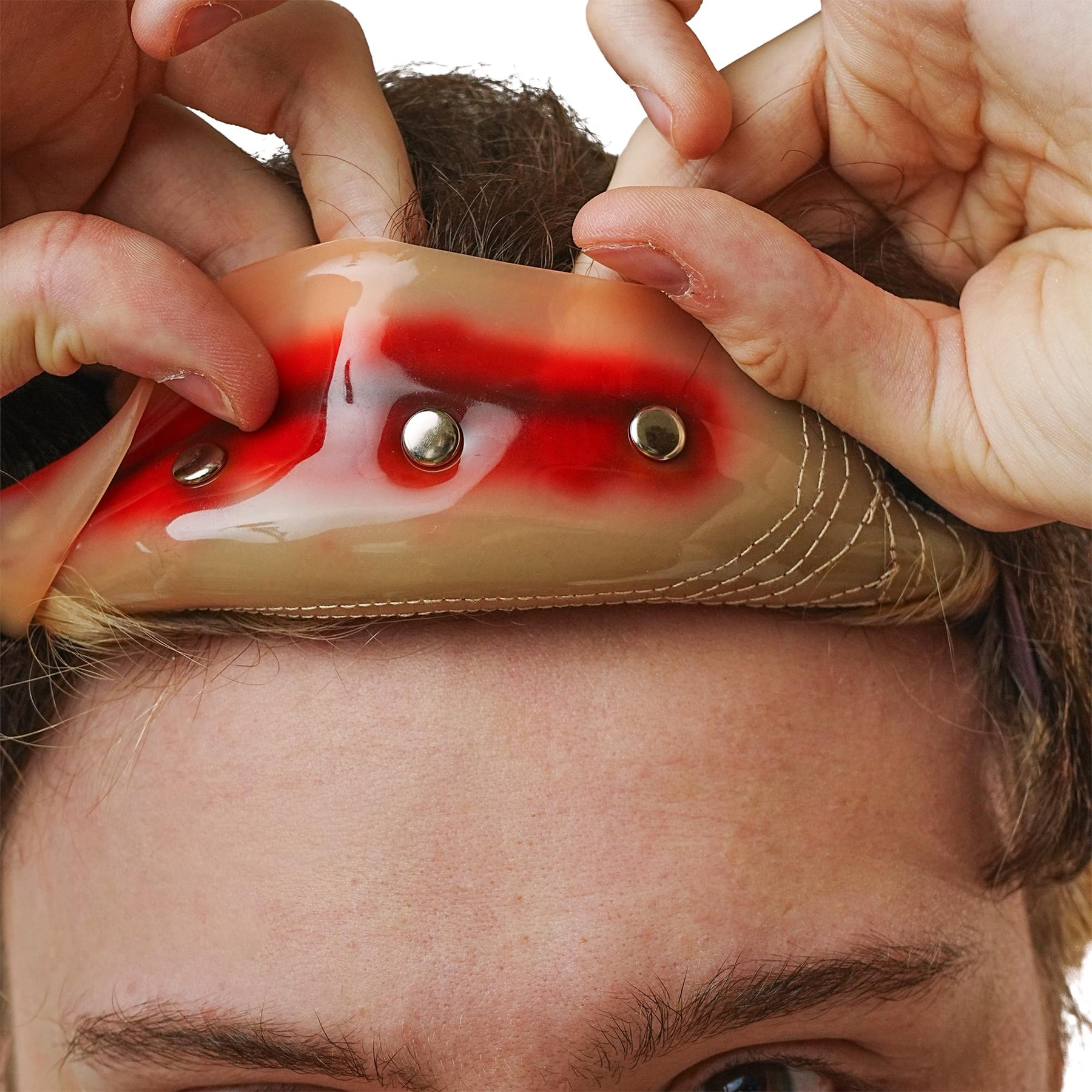 Brown Frankenstein Adult Costume Wig With Metal Studs | One Size