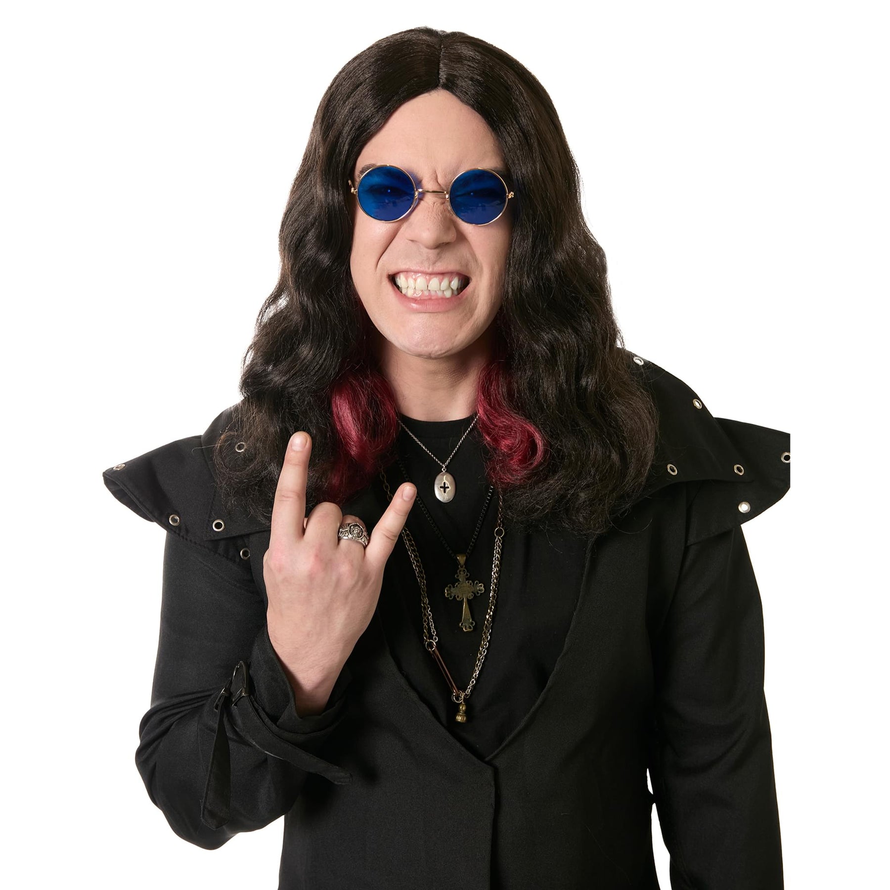 Prince Of Darkness Brown With Red Adult Costume Wig