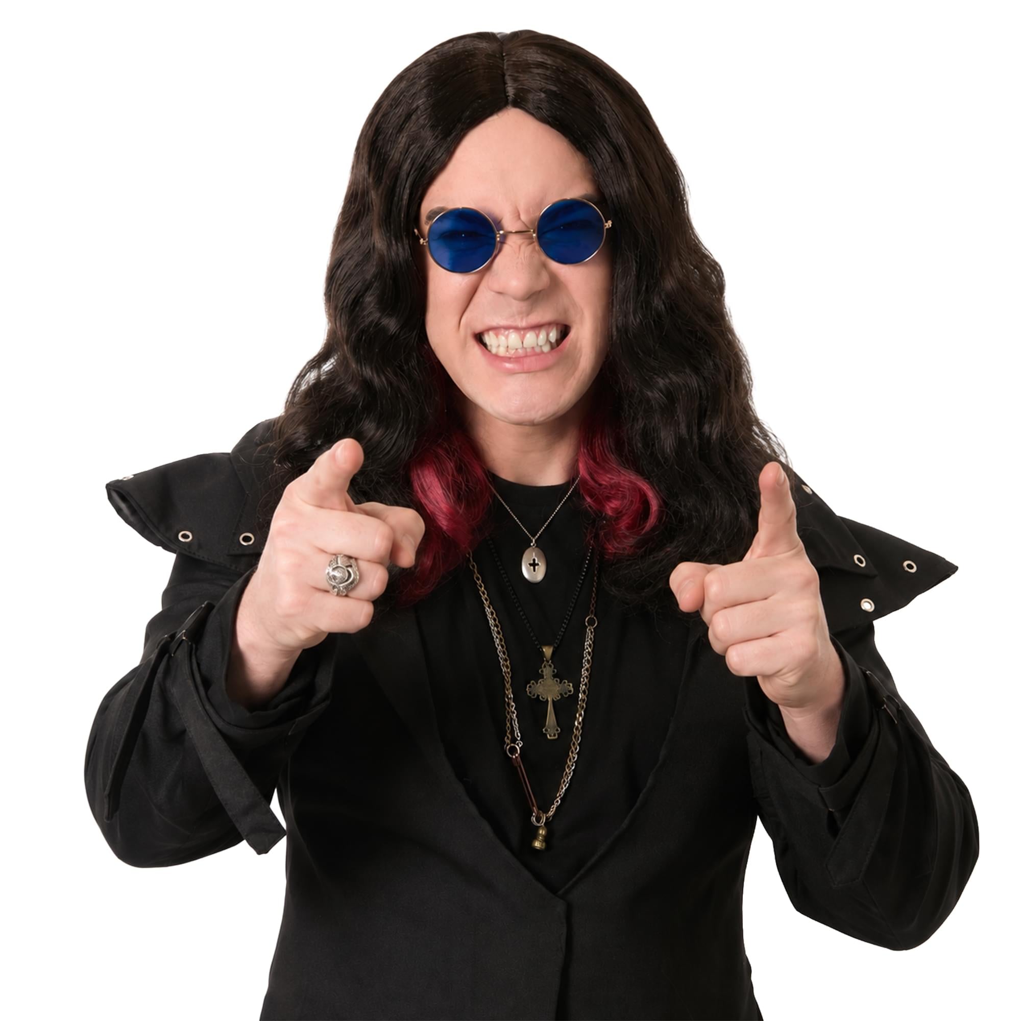 Prince Of Darkness Brown With Red Adult Costume Wig