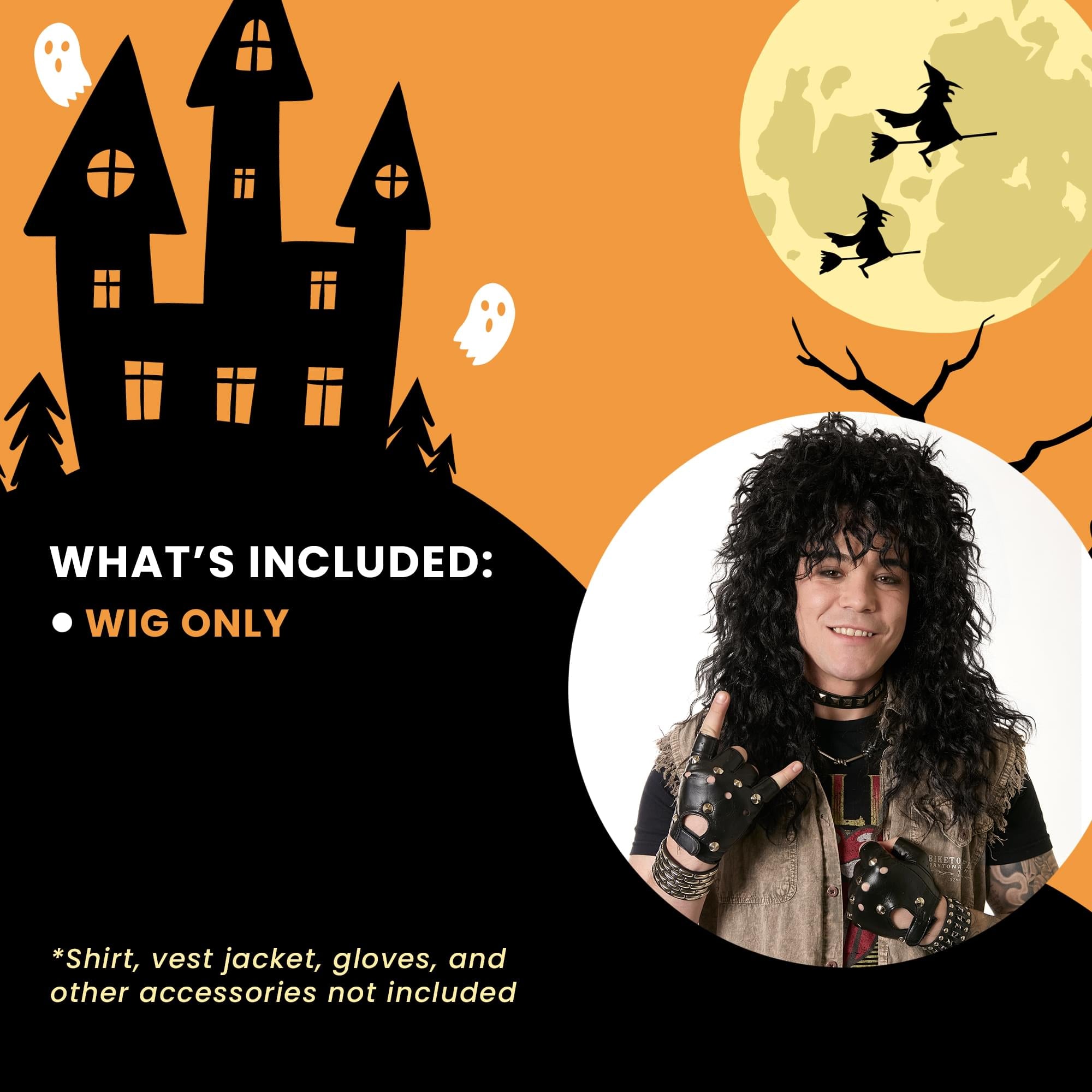 Headbanger Black Unisex Adult Costume Wig