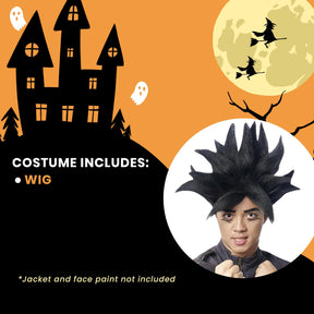 Anime Warrior Adult Black Costume Wig