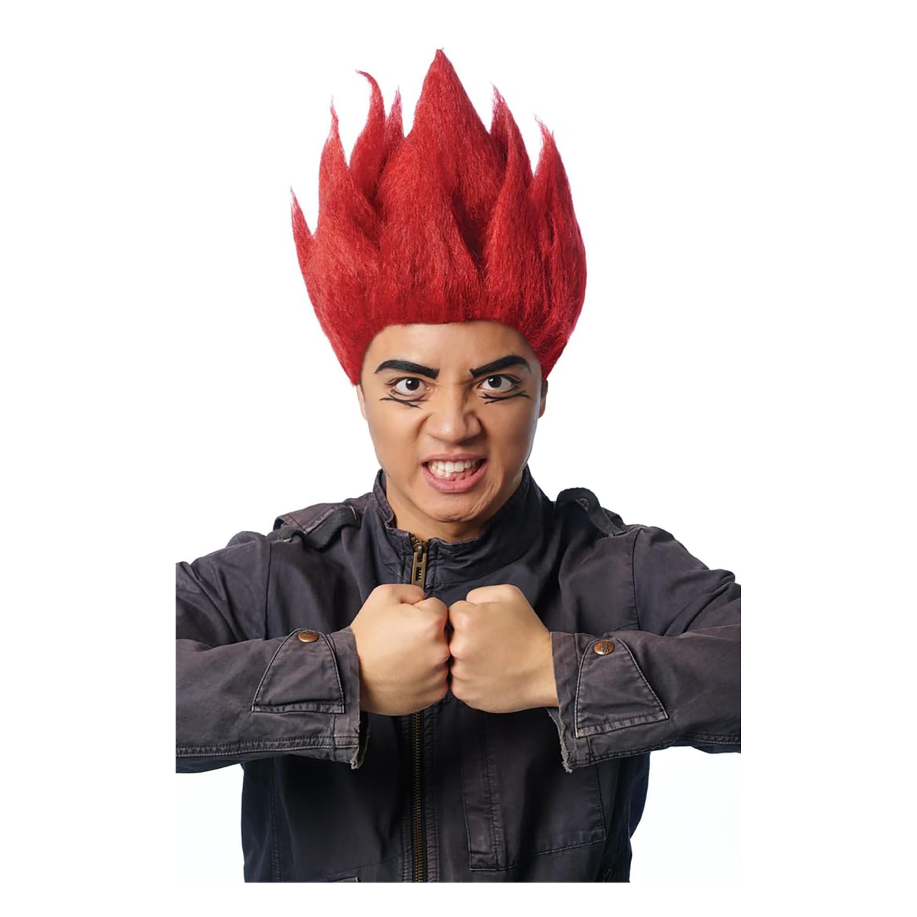 Anime Red Riot Adult Red Costume Wig